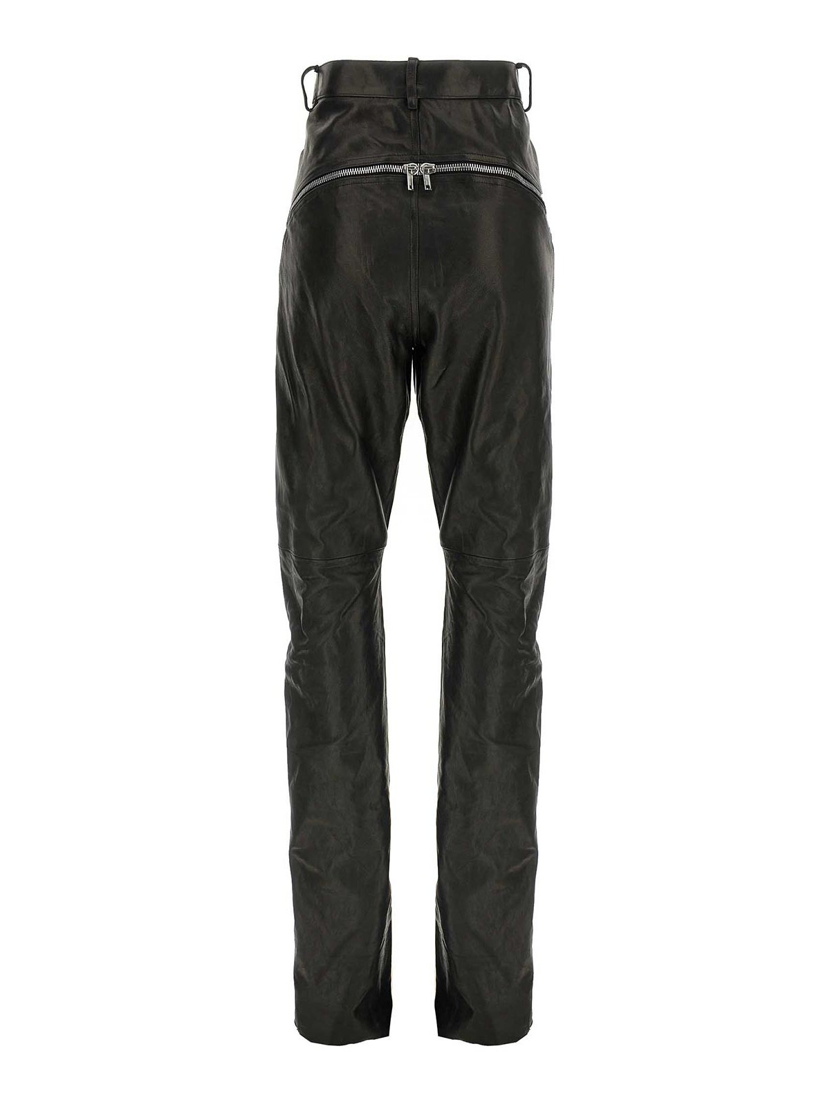 Rick Owens Bolan Banana Zip-detail High-waisted Leather Trousers In Black