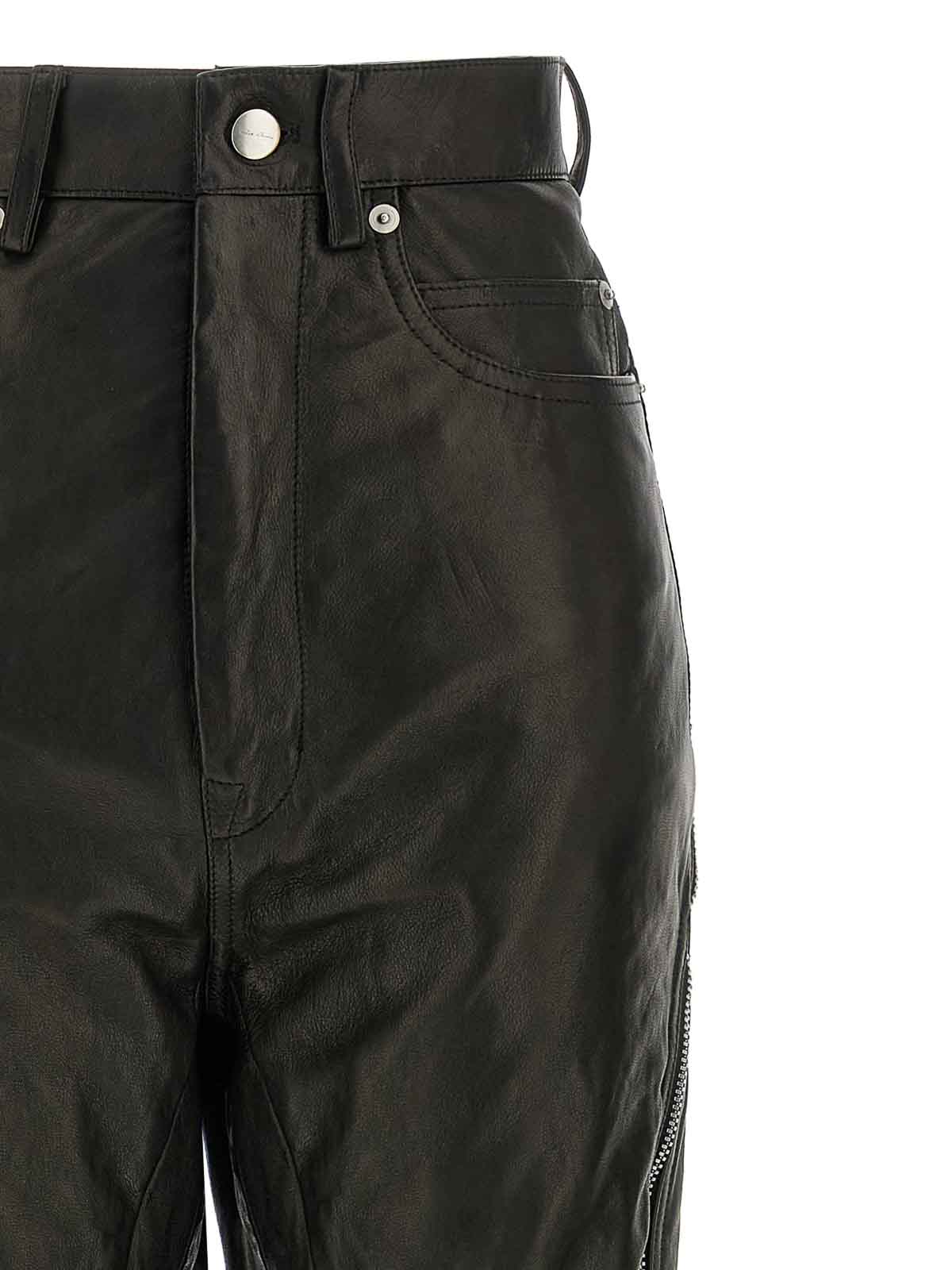Rick Owens Bolan Banana Zip-detail High-waisted Leather Trousers In Black