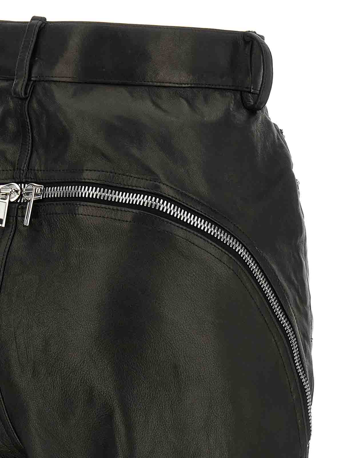 Rick Owens Bolan Banana Zip-detail High-waisted Leather Trousers In Black