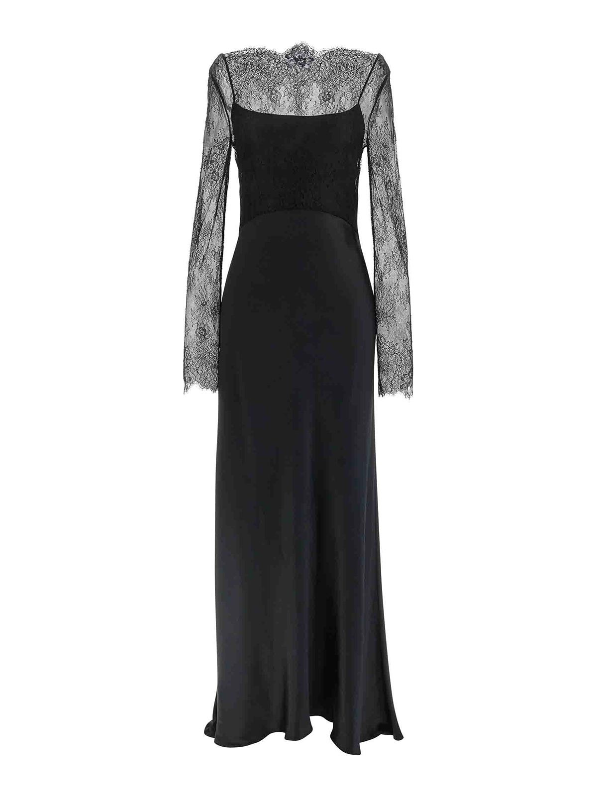 Alberta Ferretti Women Lace Satin Dress In Black