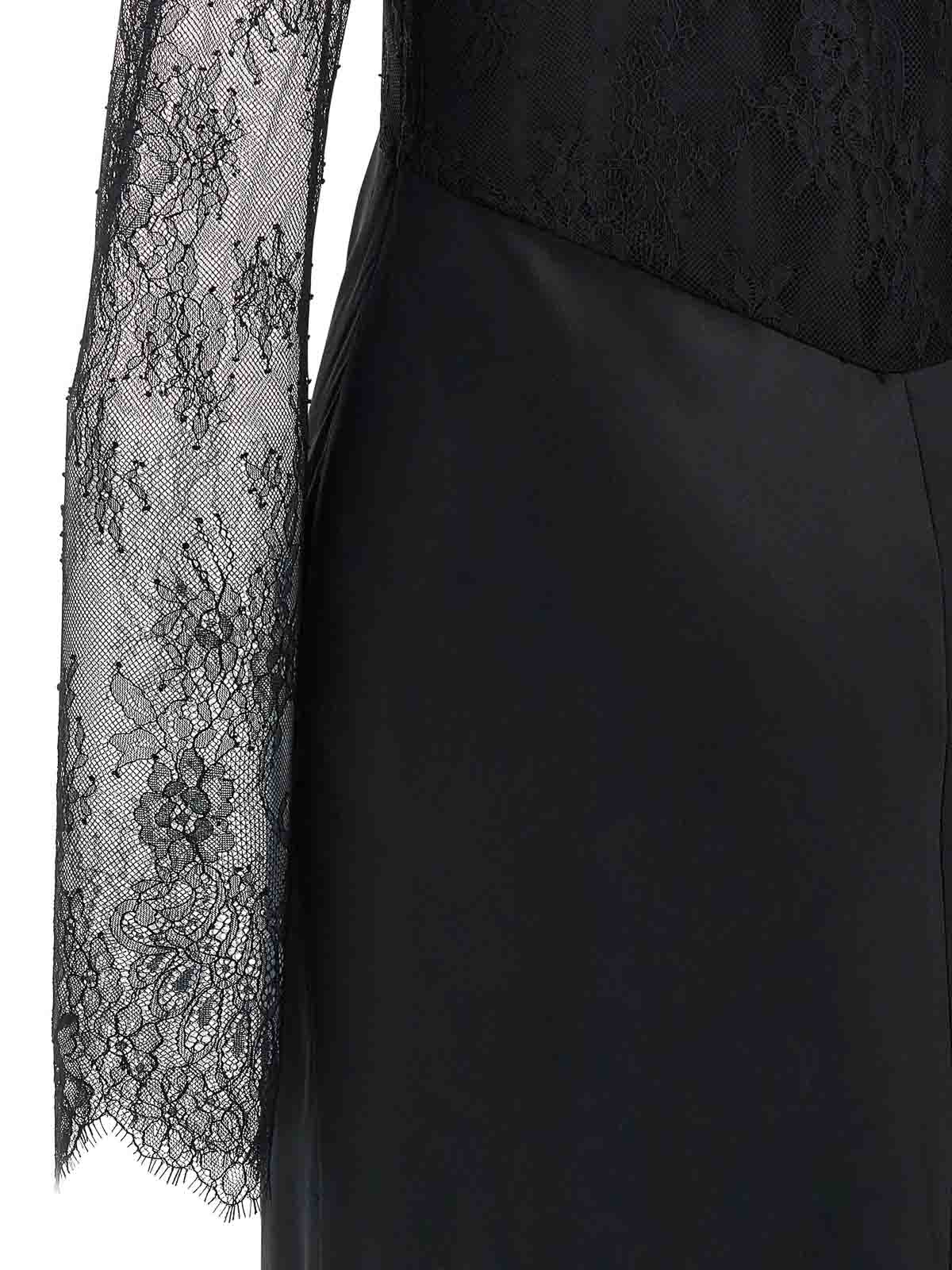 Alberta Ferretti Women Lace Satin Dress In Black