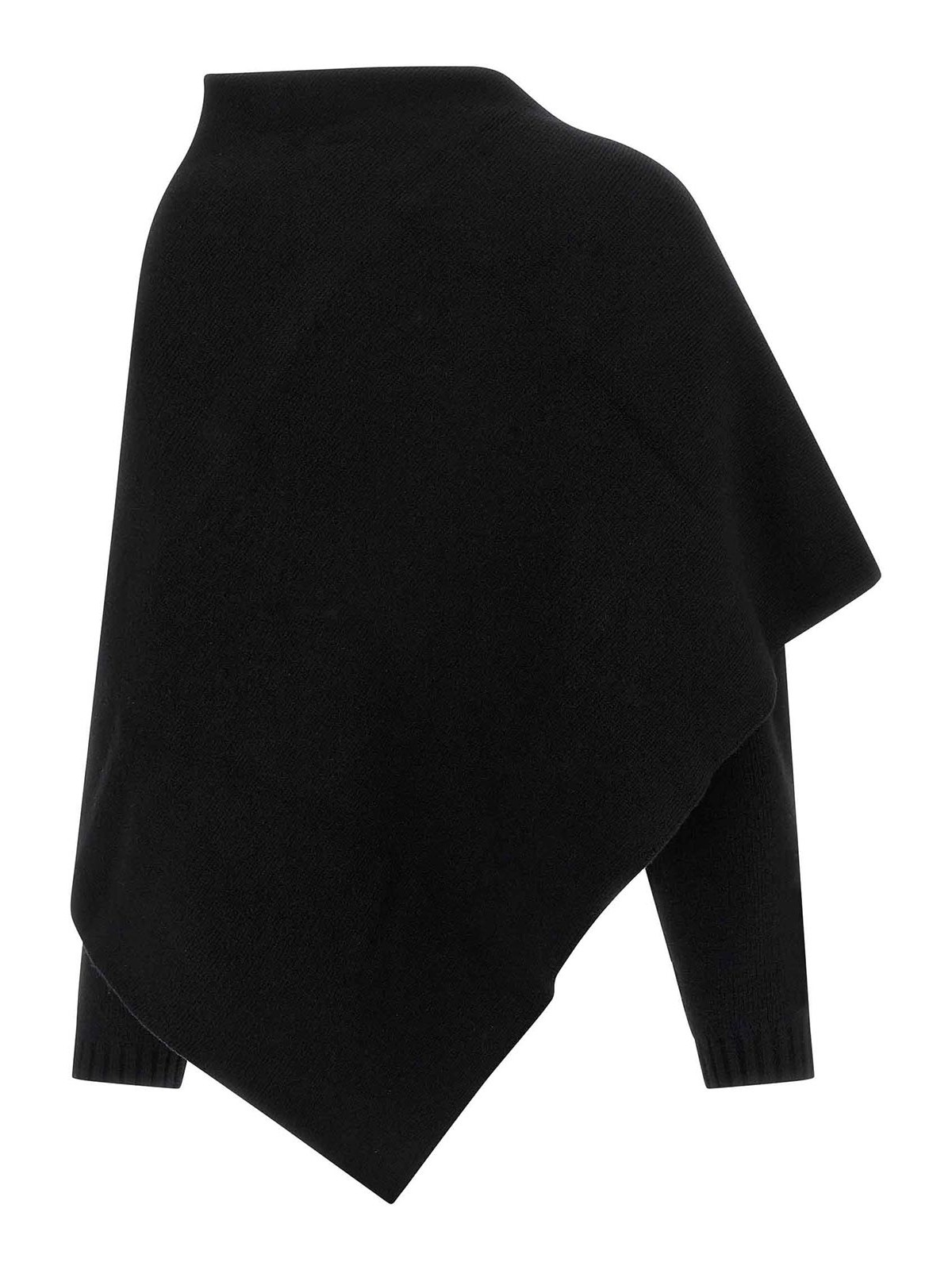 Alberta Ferretti Draped Knit Cardigan With Ribbed Accents In Black