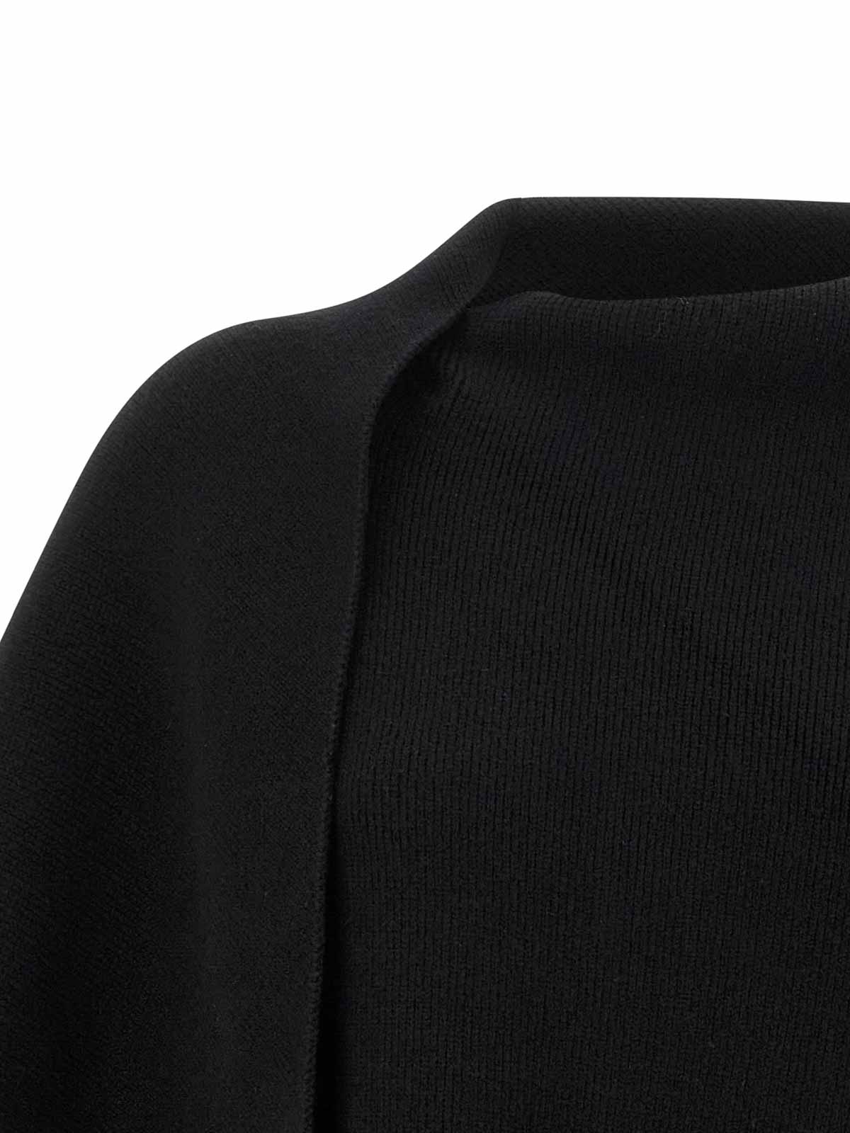 Alberta Ferretti Draped Knit Cardigan With Ribbed Accents In Black