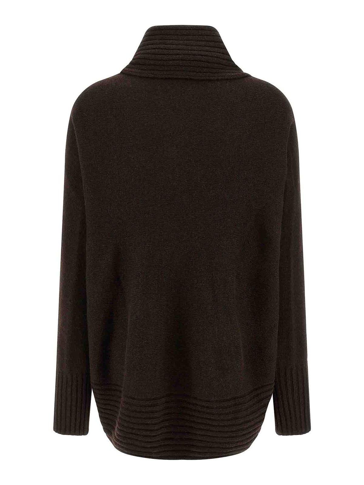 Alberta Ferretti Shawl Collar Knit Cardigan Brooch In Brown