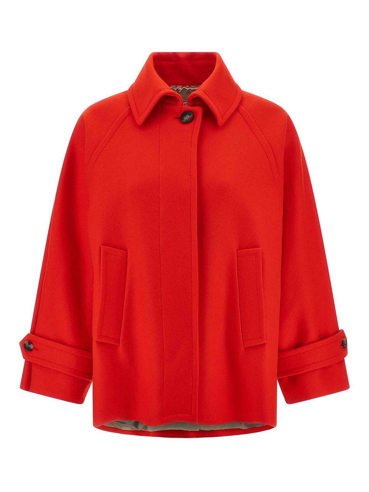Alberto Biani Collared Neck Coat With Buttoned Cuffs And Front Pockets In Red