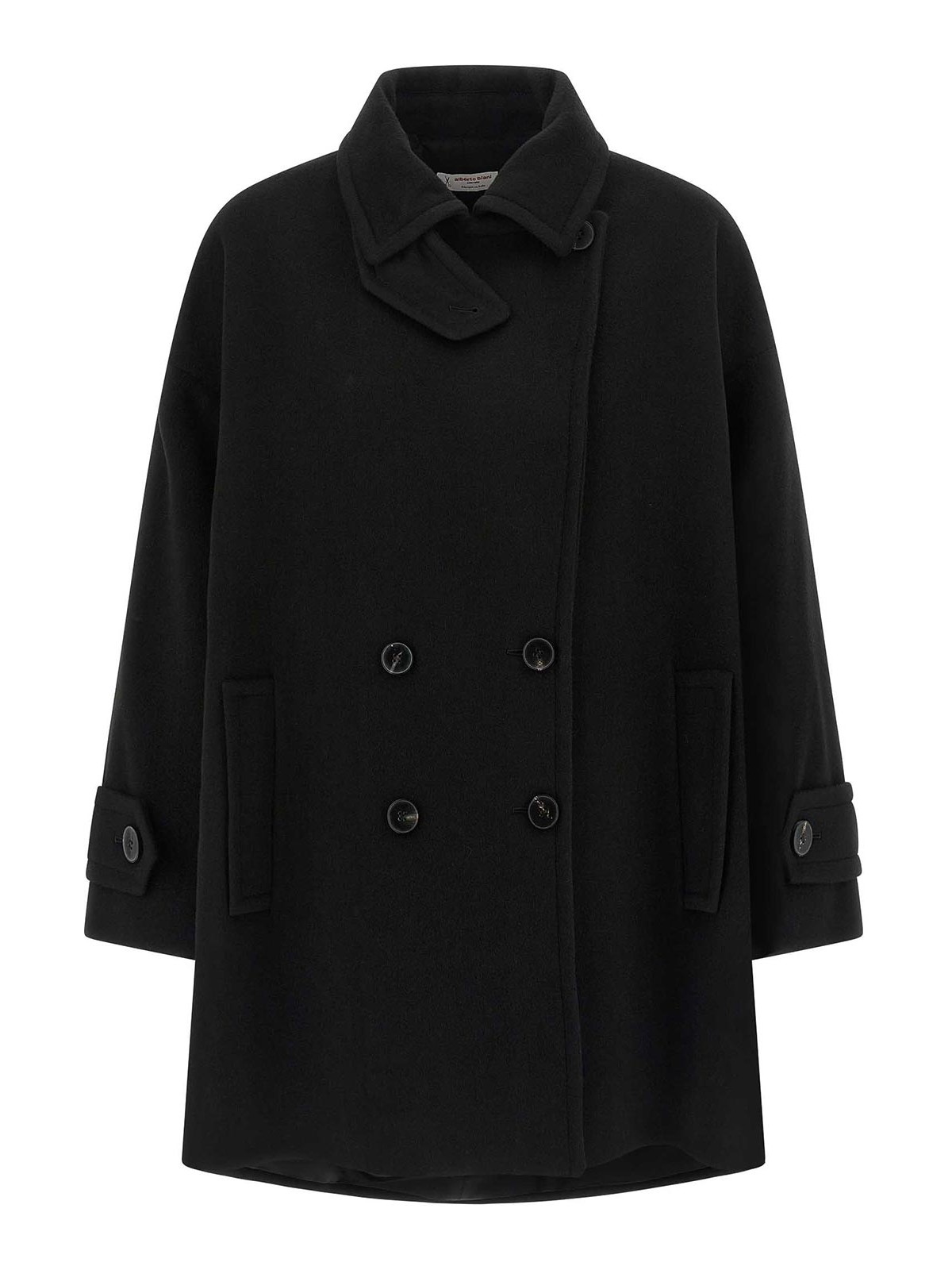 Alberto Biani Double-breasted Coat Featuring Notched Lapels In Black