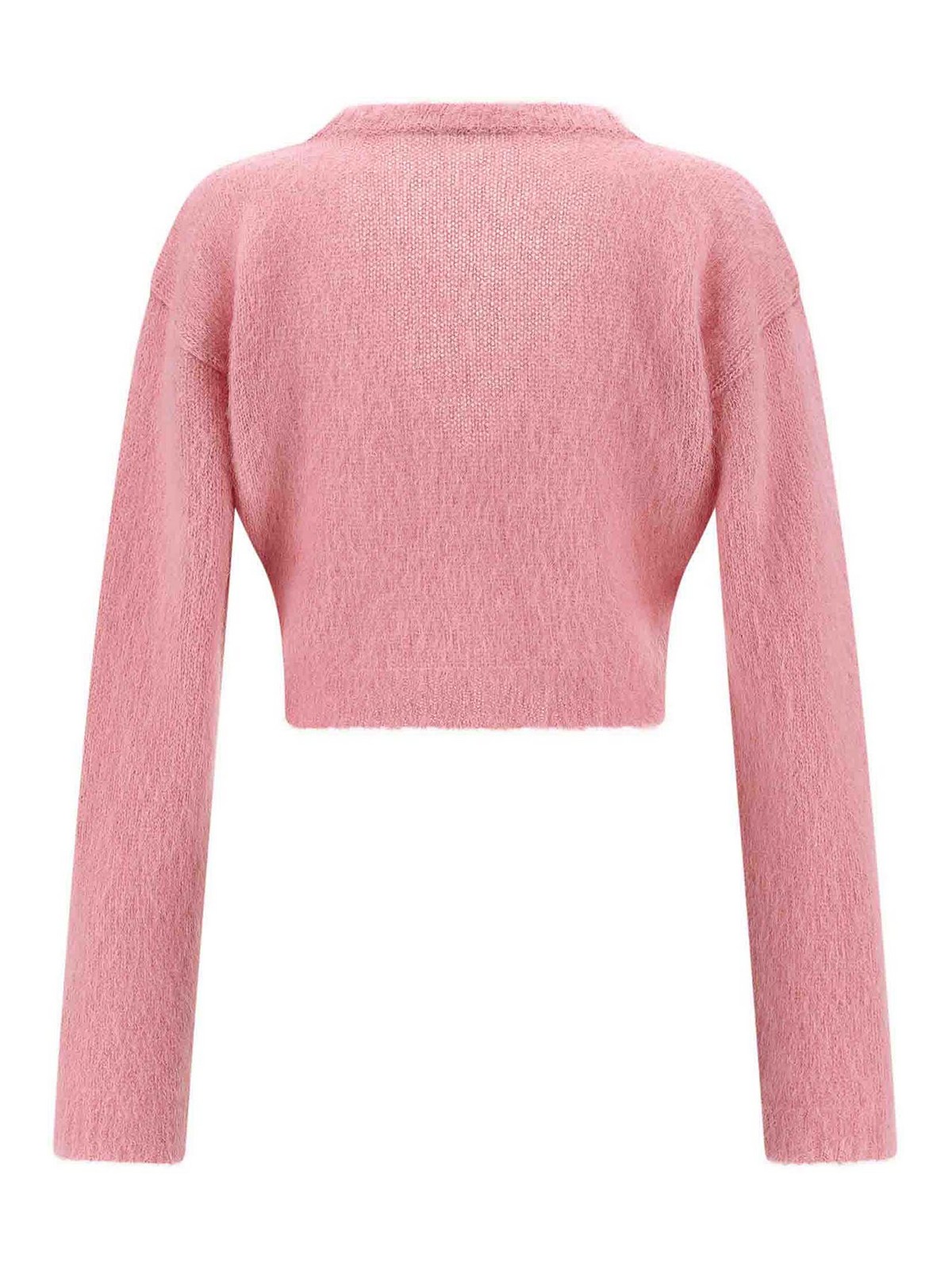 Alessandra Rich Mohair Embroidered Cropped Cardigan In Pink