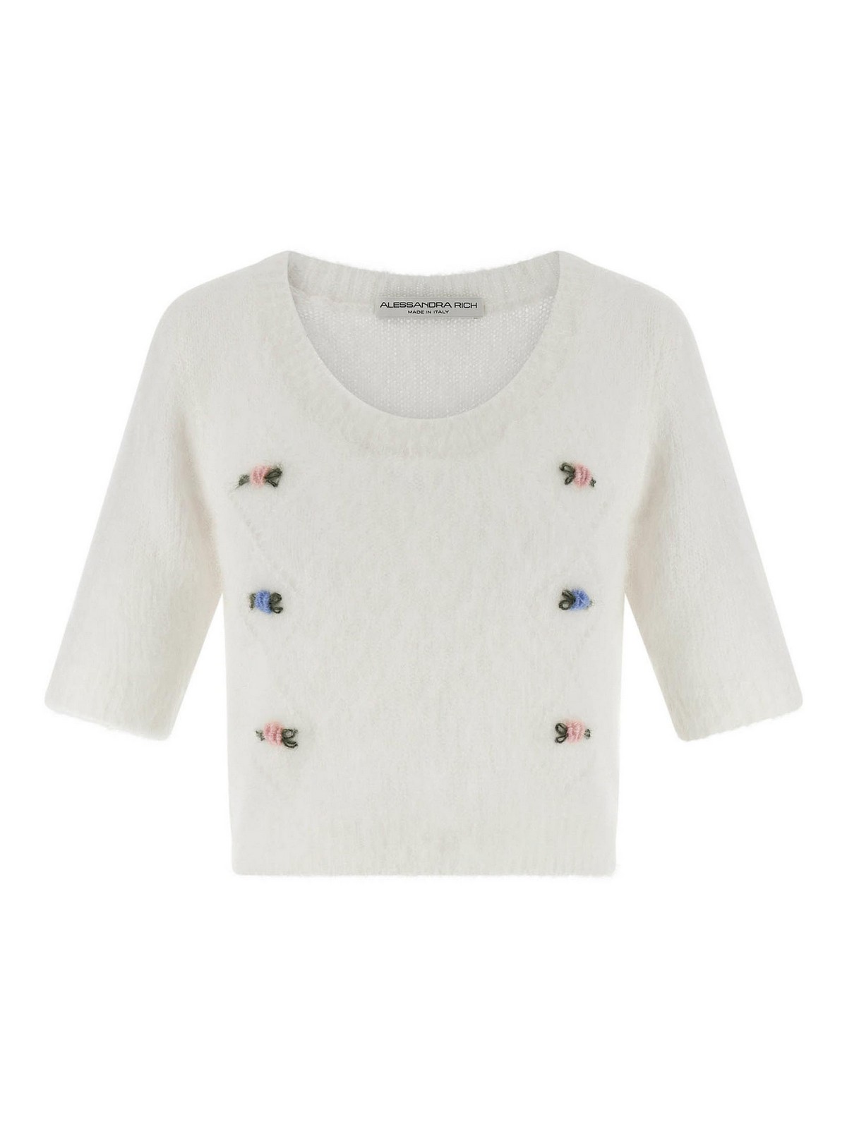Alessandra Rich Carded Mohair Sweater In White