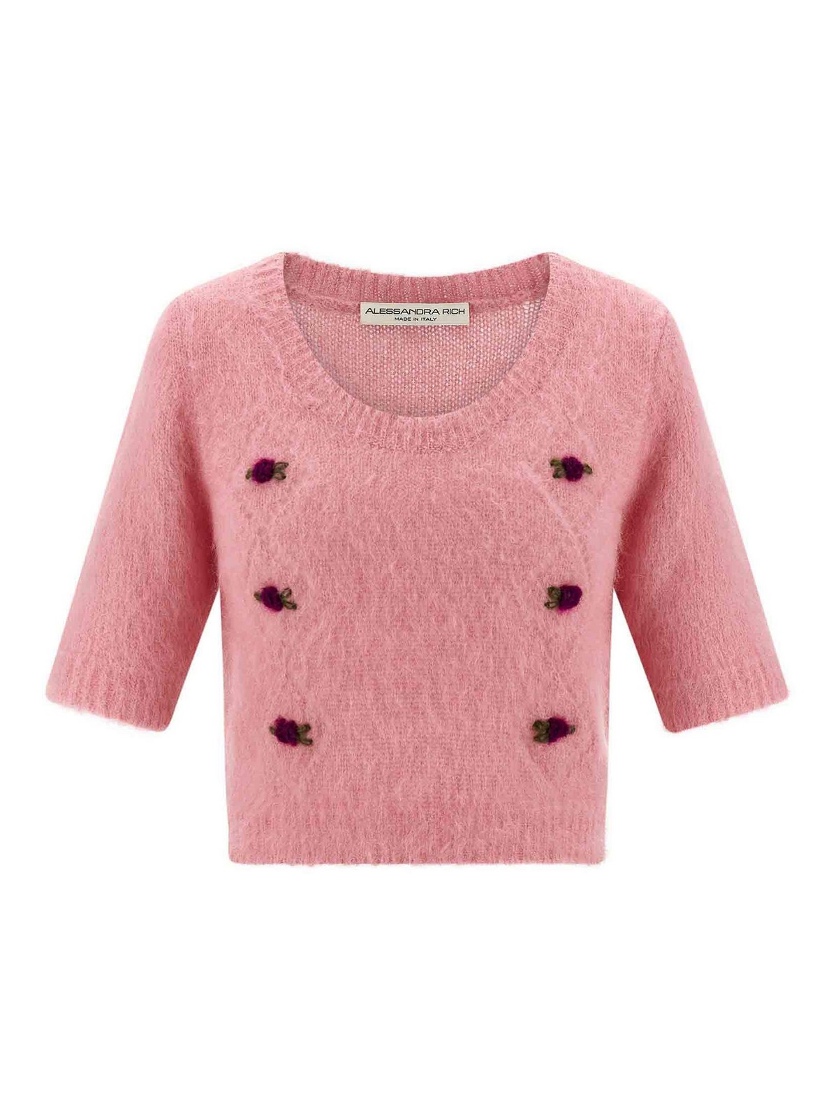 Alessandra Rich Carded Mohair Sweater In Nude