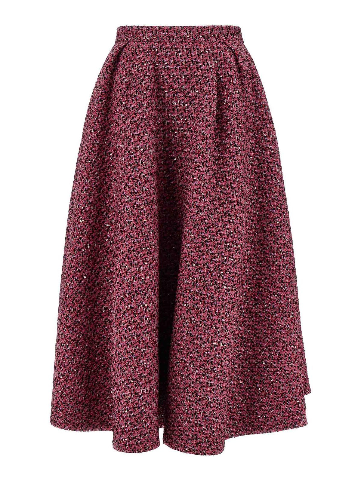 Alessandra Rich Wool-blend Tweed Embellished Midi Skirt In Red