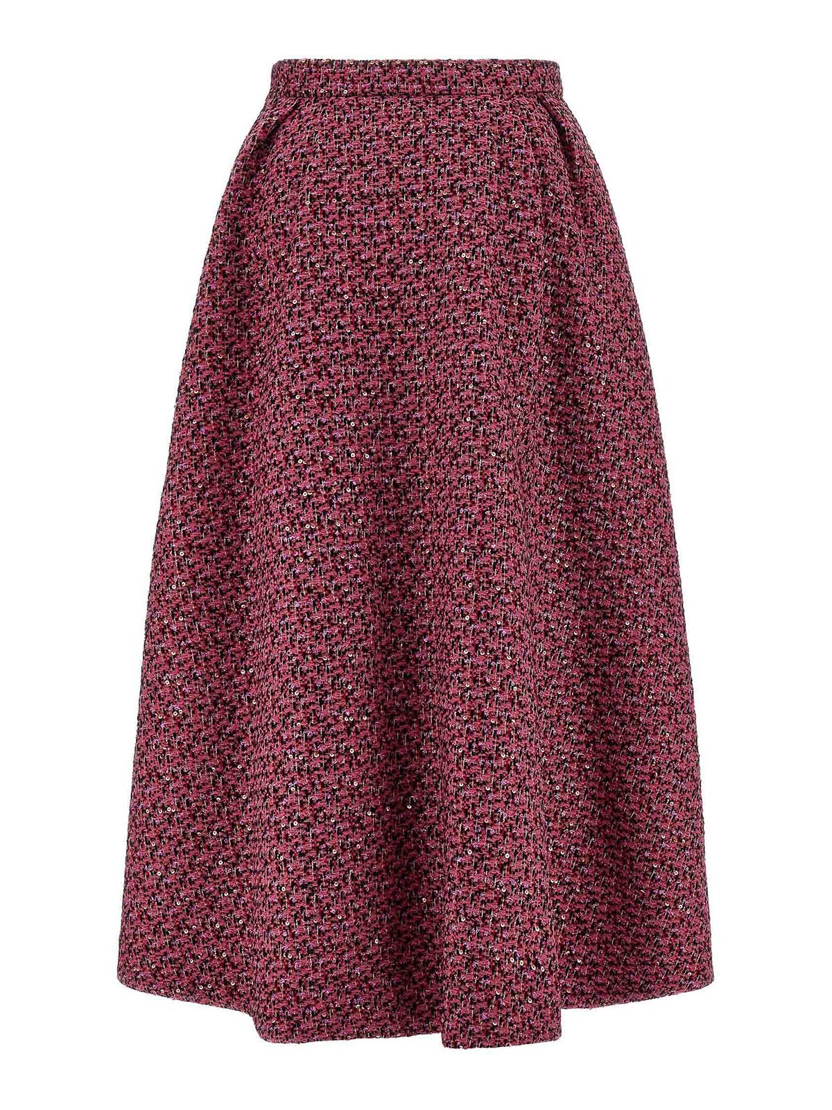 Alessandra Rich Wool-blend Tweed Embellished Midi Skirt In Red