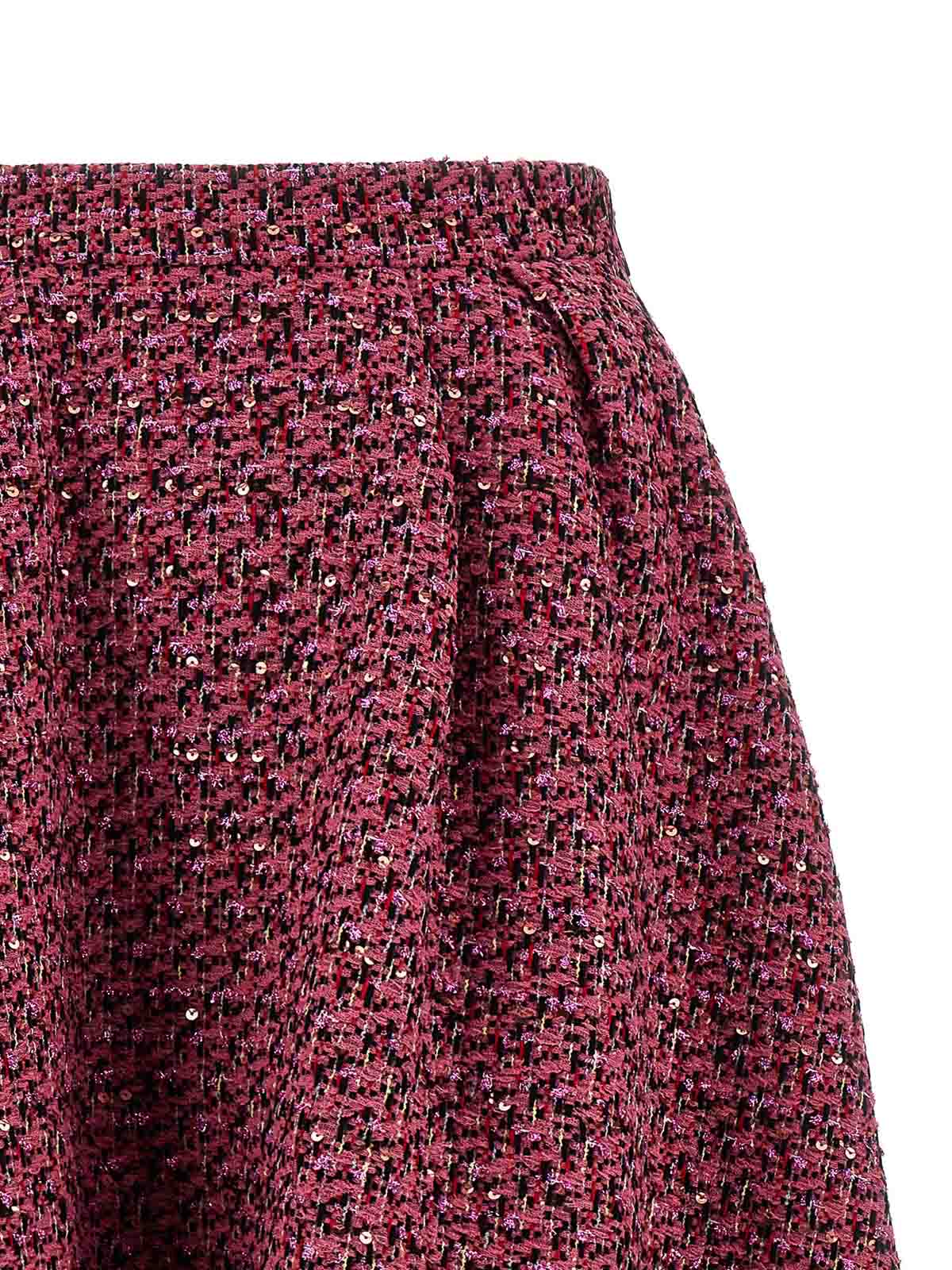 Alessandra Rich Wool-blend Tweed Embellished Midi Skirt In Red