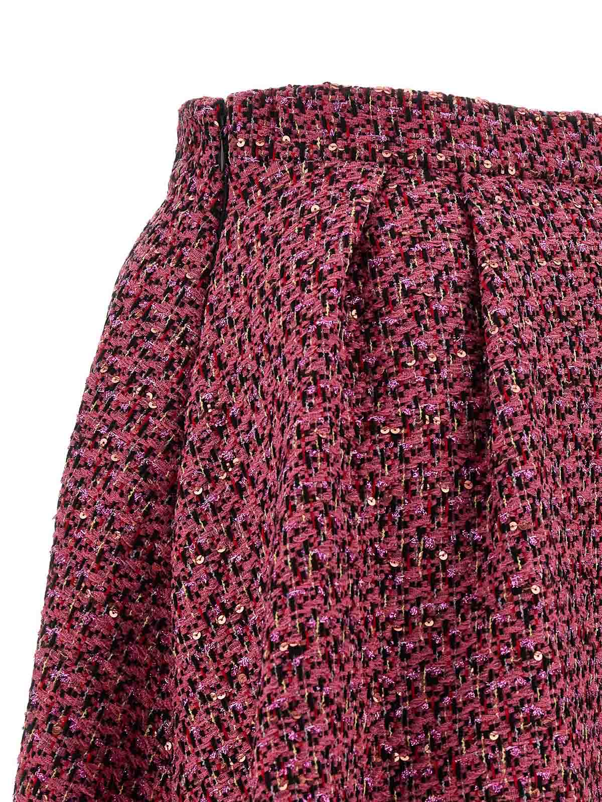 Alessandra Rich Wool-blend Tweed Embellished Midi Skirt In Red
