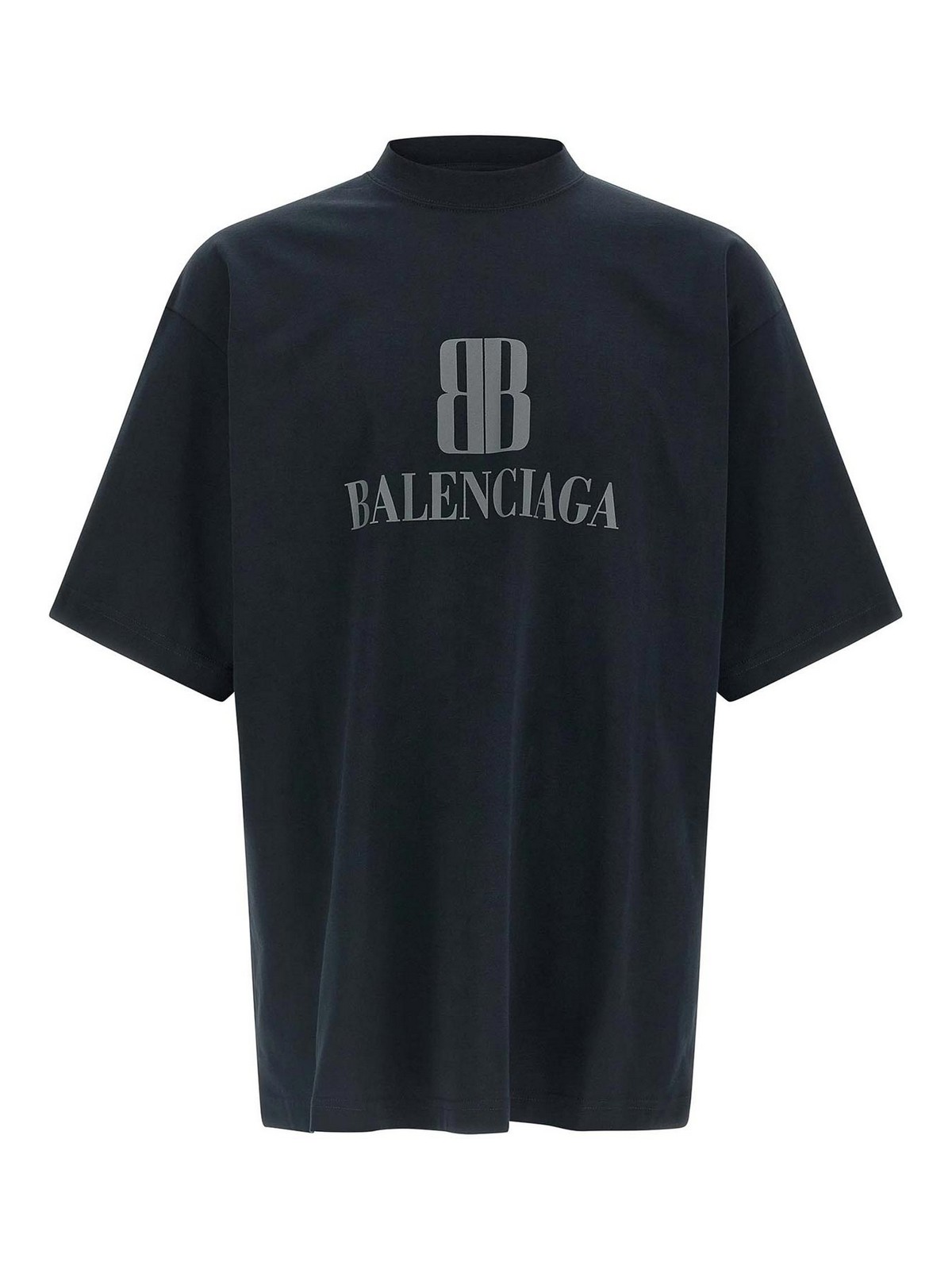 Balenciaga Faded Black Nano Bb Medium Fit T-shirt In Blue