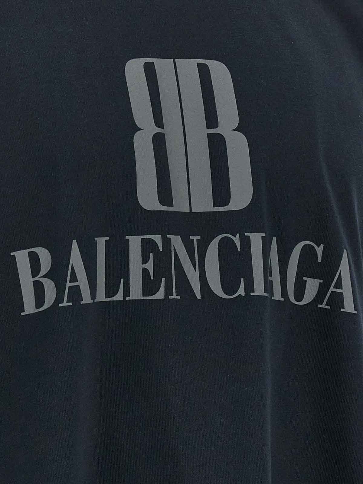 Balenciaga Faded Black Nano Bb Medium Fit T-shirt In Blue