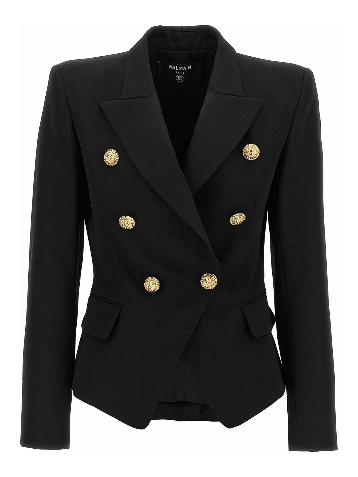 Balmain Double Breast Blazer Jacket With Logo Buttons Blazer And Suits Black In Black