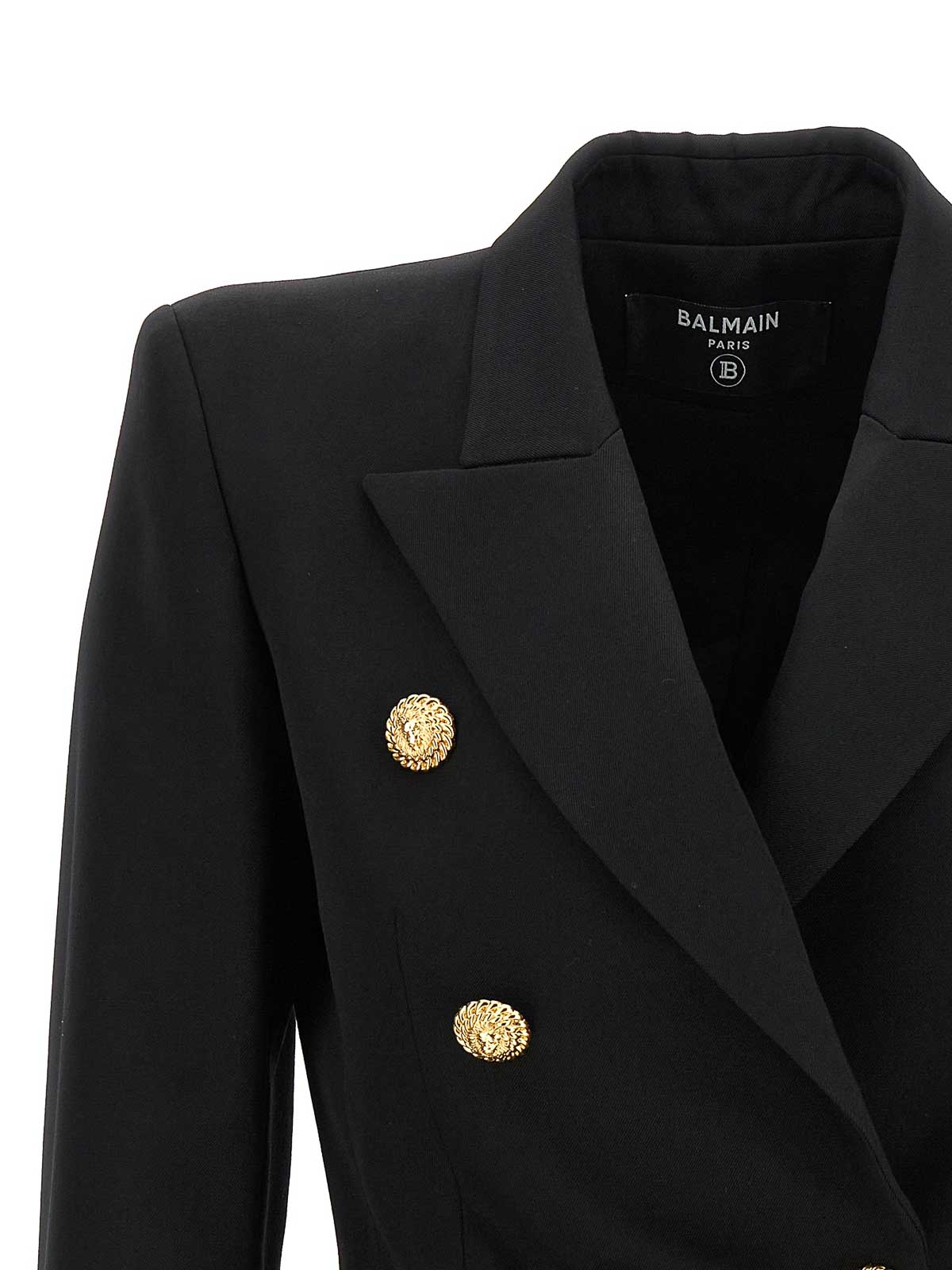 Balmain Double Breast Blazer Jacket With Logo Buttons Blazer And Suits Black In Black