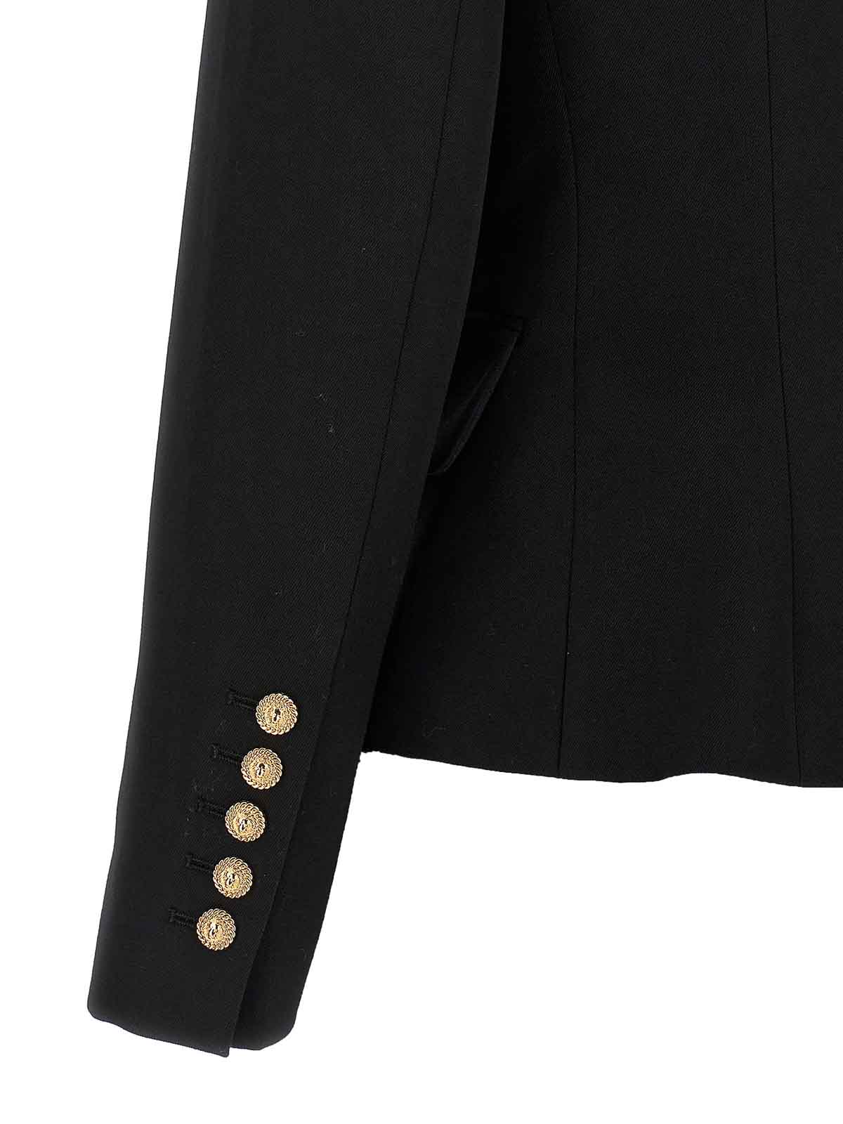 Balmain Double Breast Blazer Jacket With Logo Buttons Blazer And Suits Black In Black