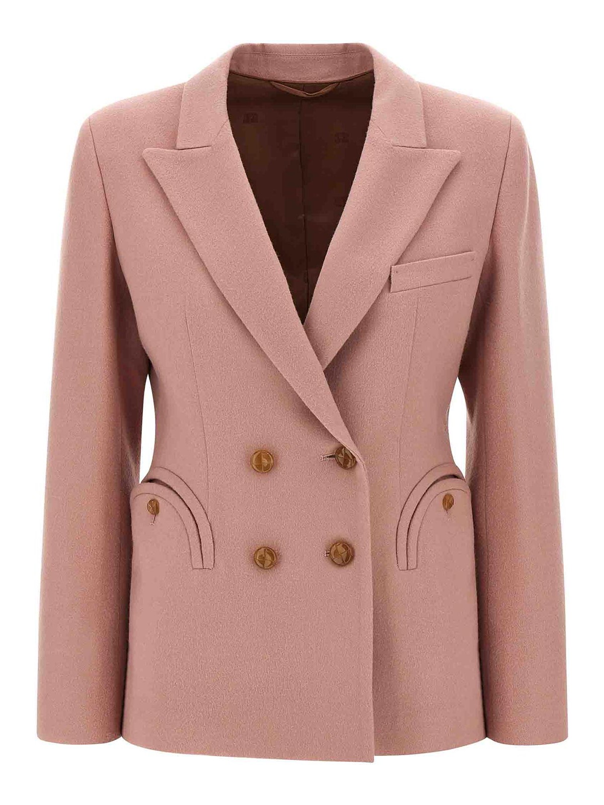 Blazé Milano Double-breasted Round-pockets Blazer In Pink
