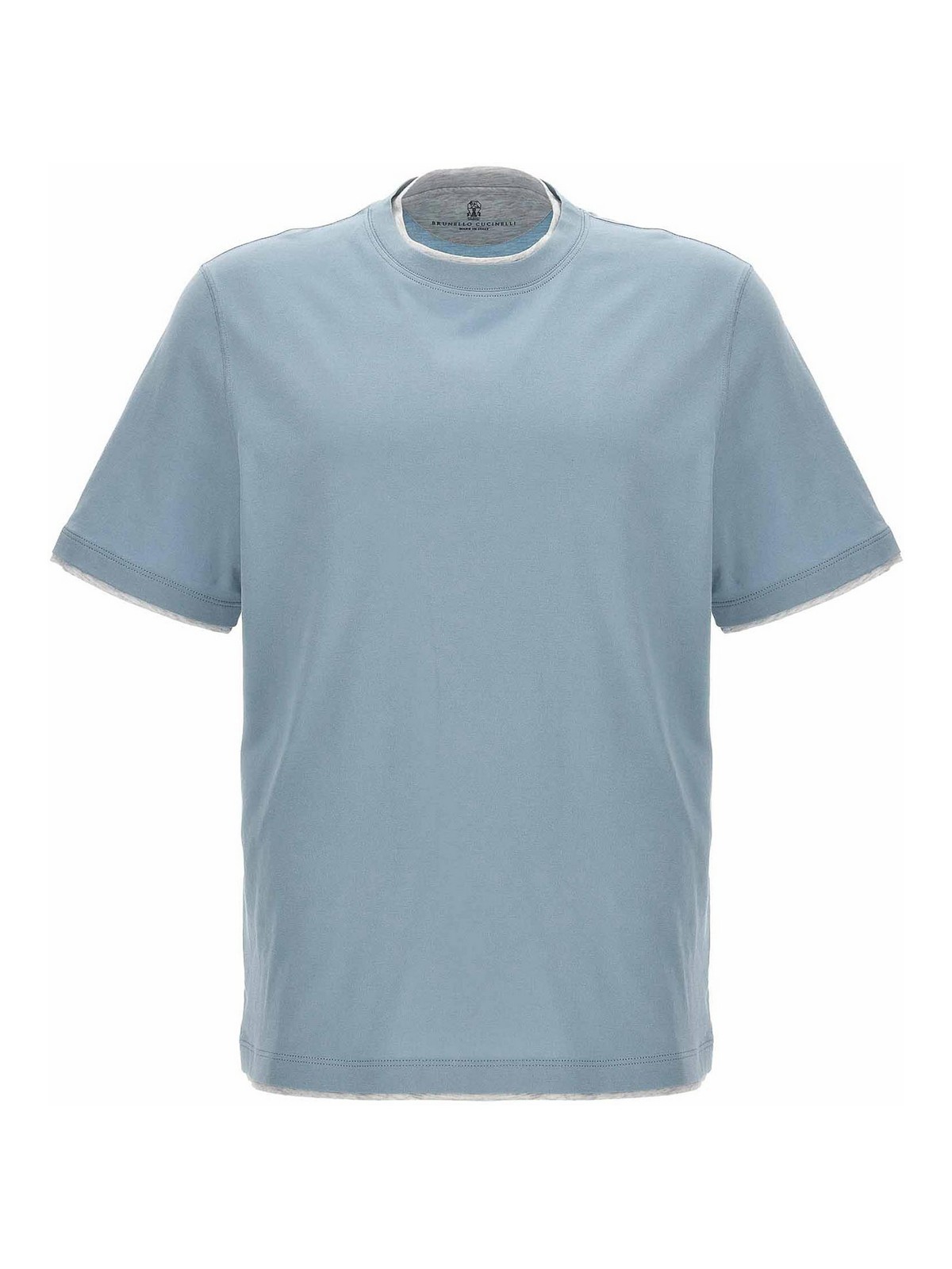 Brunello Cucinelli Double Layer T-shirt In Blue