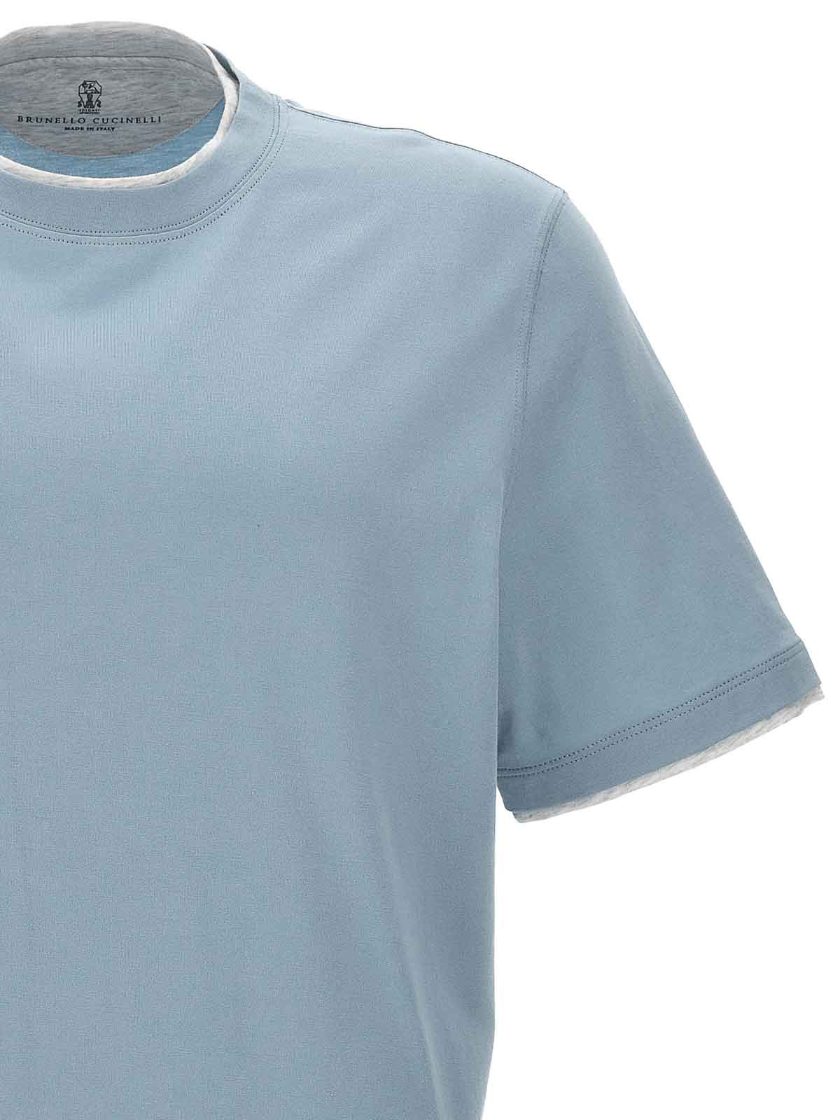 Brunello Cucinelli Double Layer T-shirt In Blue
