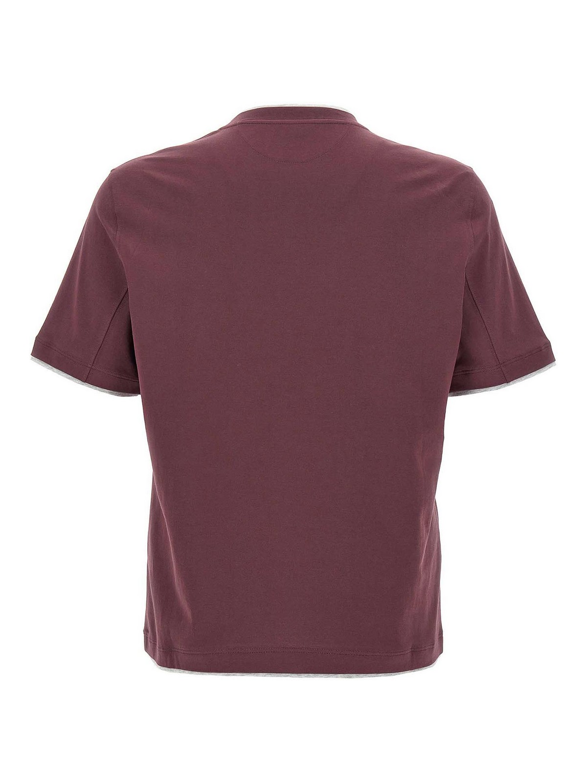 Brunello Cucinelli Double Layer T-shirt Bordeaux In Purple