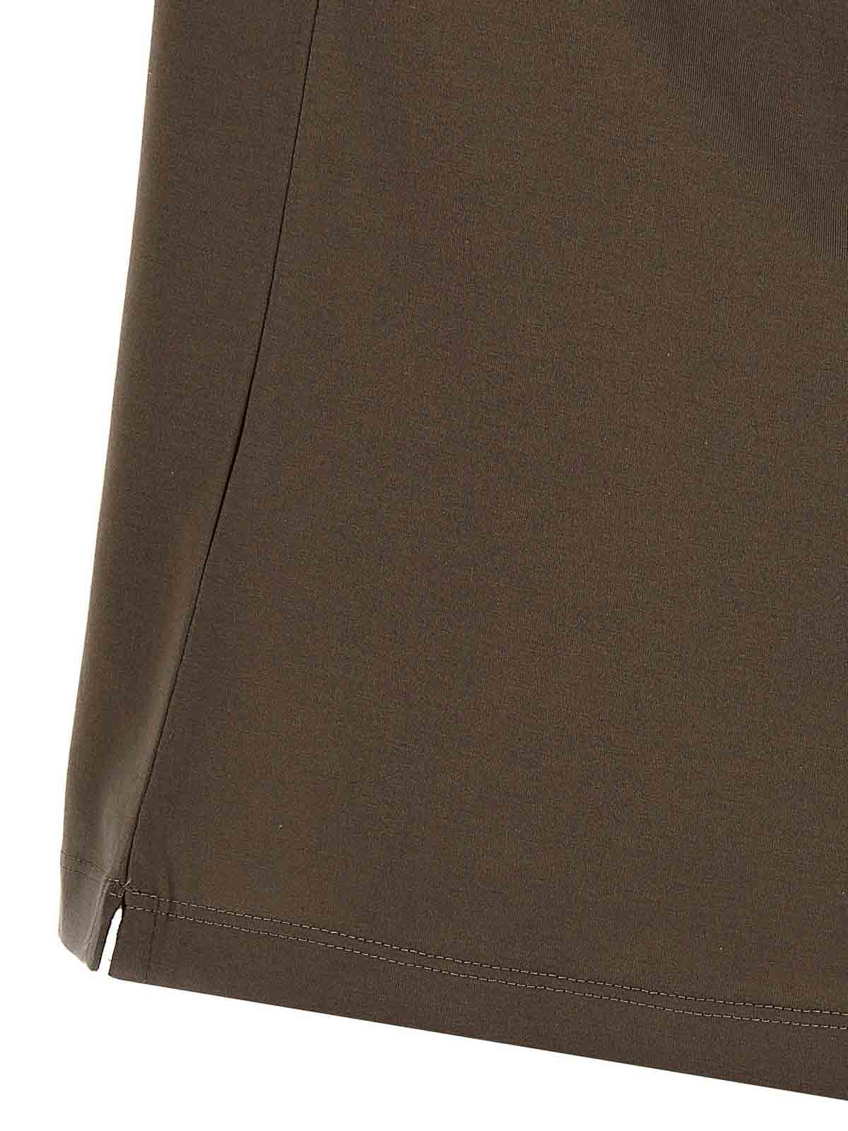 Brunello Cucinelli Printed Logo Crew Neck T-shirt With Side Slits In Brown