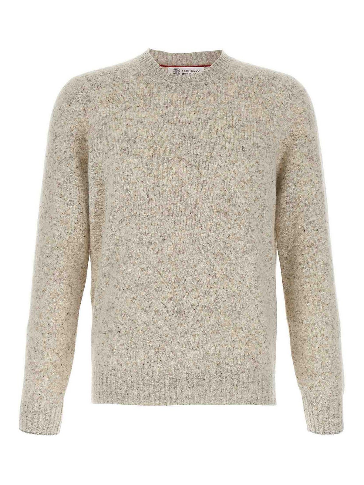 Brunello Cucinelli Grey Buttoned Yarn Sweater In Nude