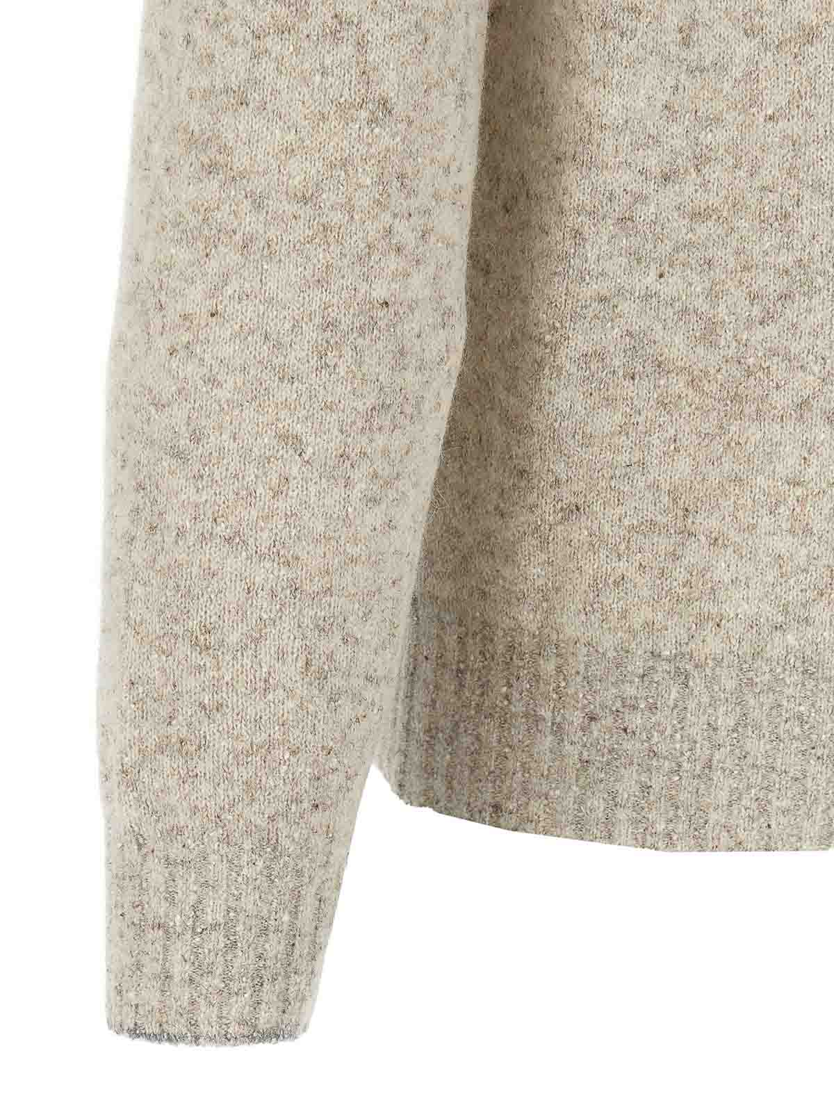 Brunello Cucinelli Grey Buttoned Yarn Sweater In Nude