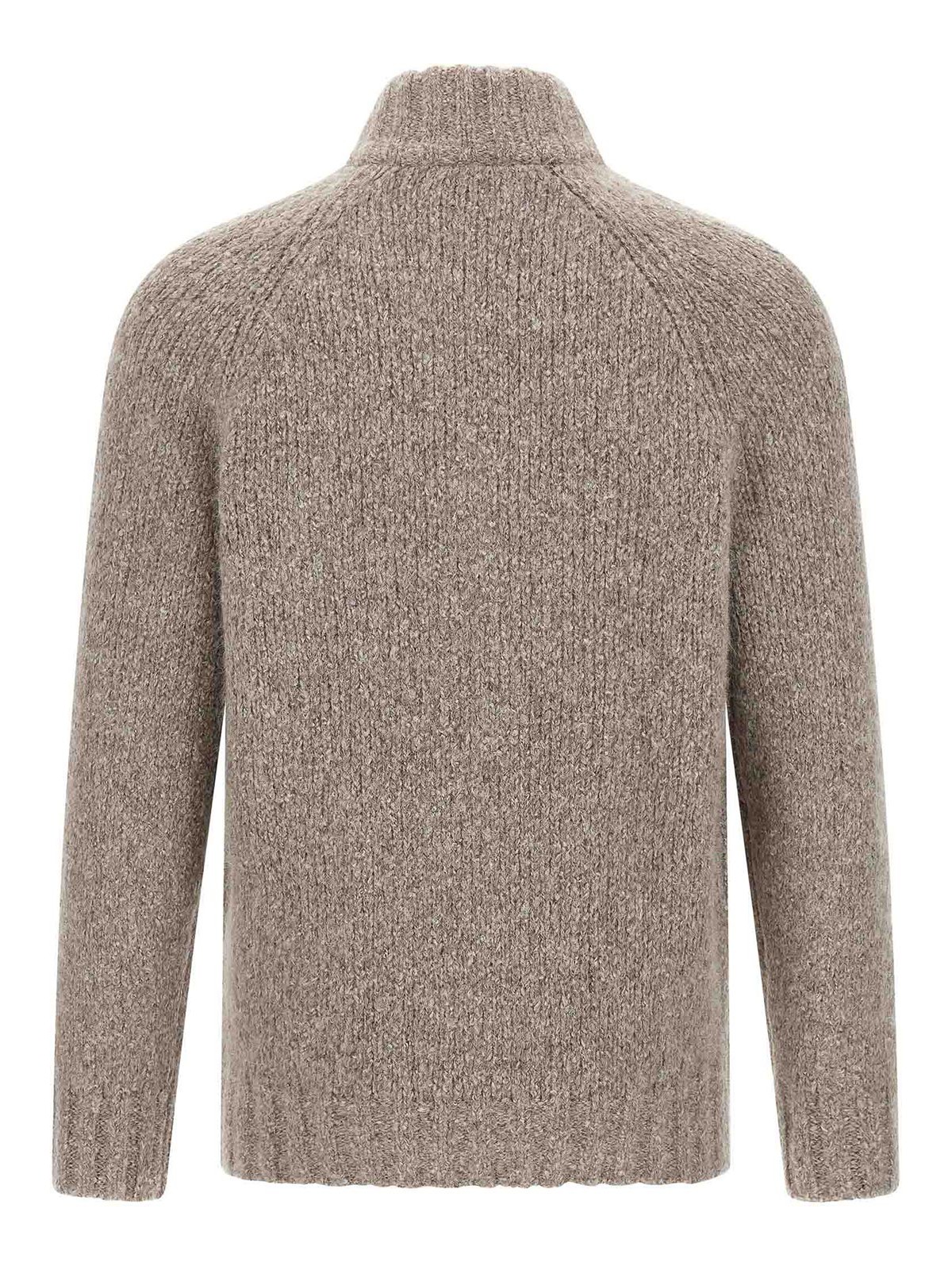 Brunello Cucinelli Alpaca Wool Cardigan With Ribbed Cuffs In Gray