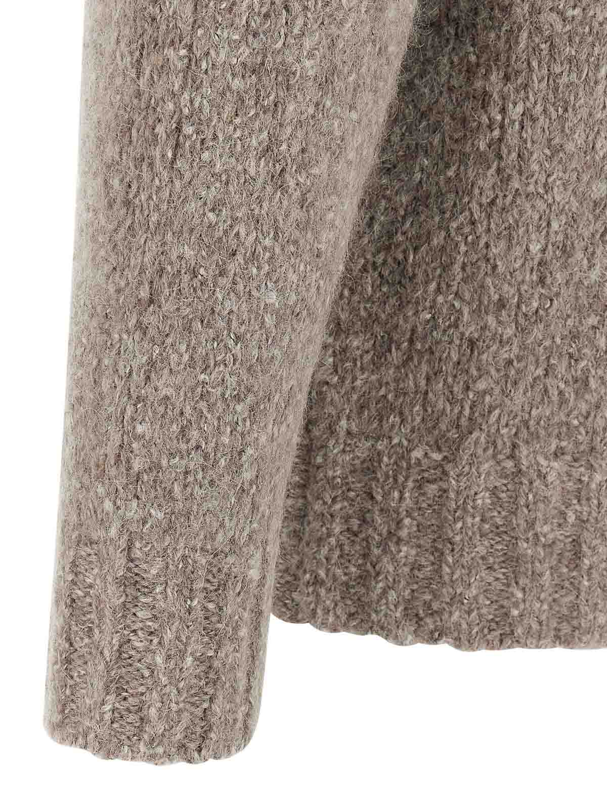 Brunello Cucinelli Alpaca Wool Cardigan With Ribbed Cuffs In Gray