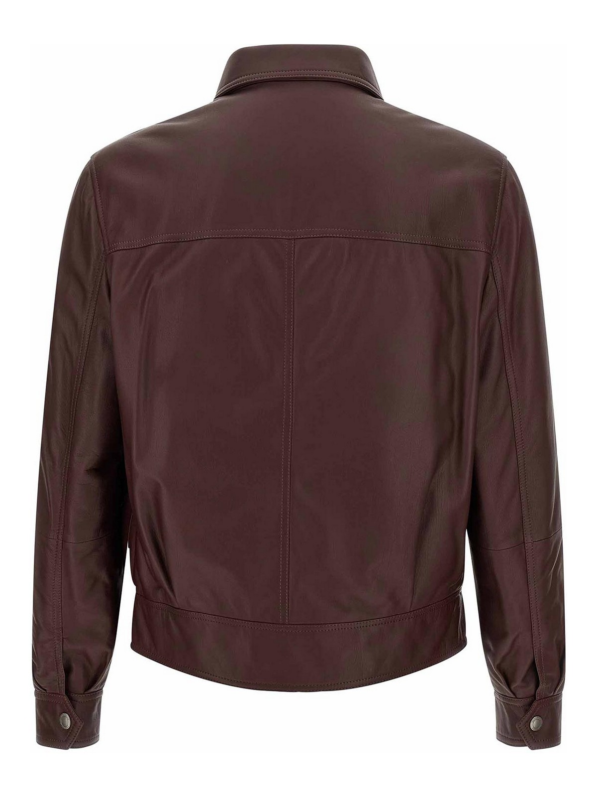 Brunello Cucinelli Biker Nappa Texture Puffer Jackets Bordeaux In Brown