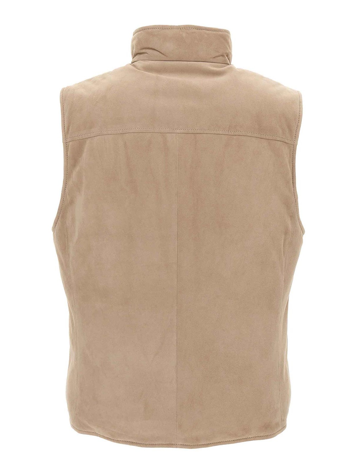 Brunello Cucinelli Suede Vest With Goose Down Padding In Neutral
