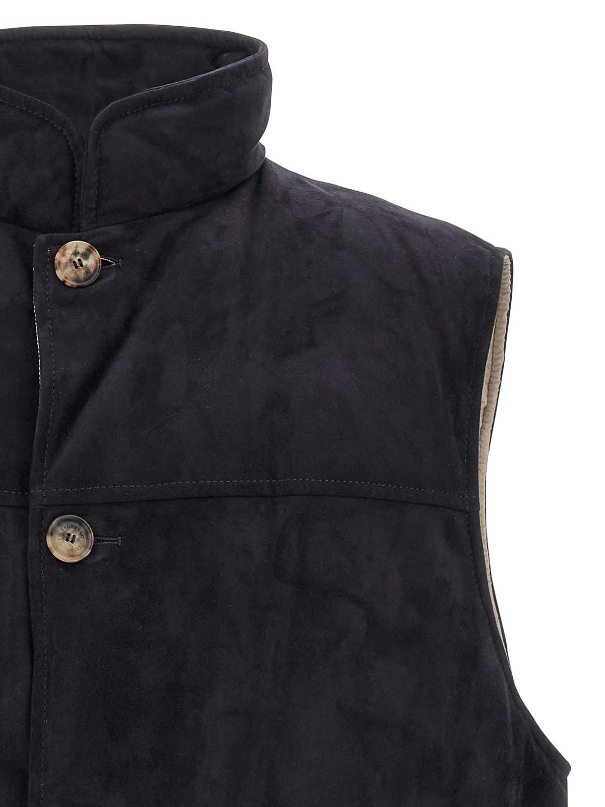 Brunello Cucinelli Suede Vest In Blue