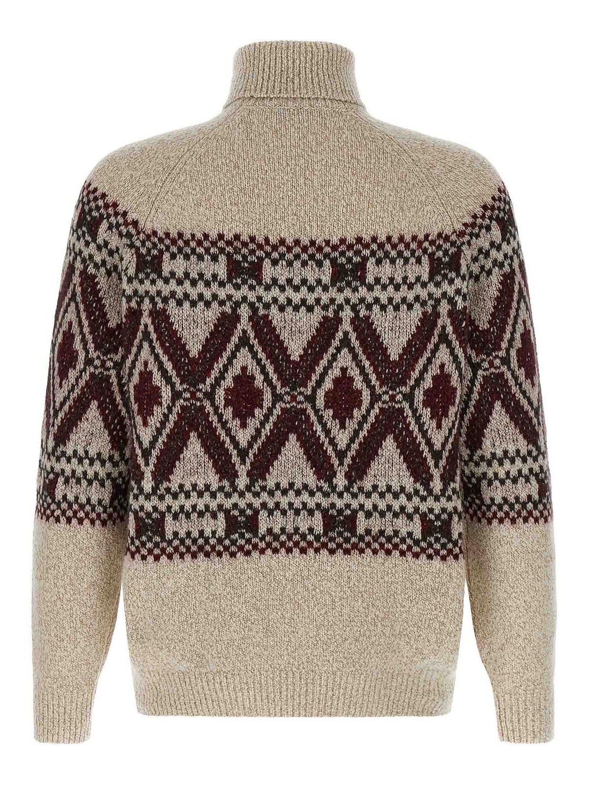 Brunello Cucinelli Geometric Jacquard Turtle Neck Pullover In Multi