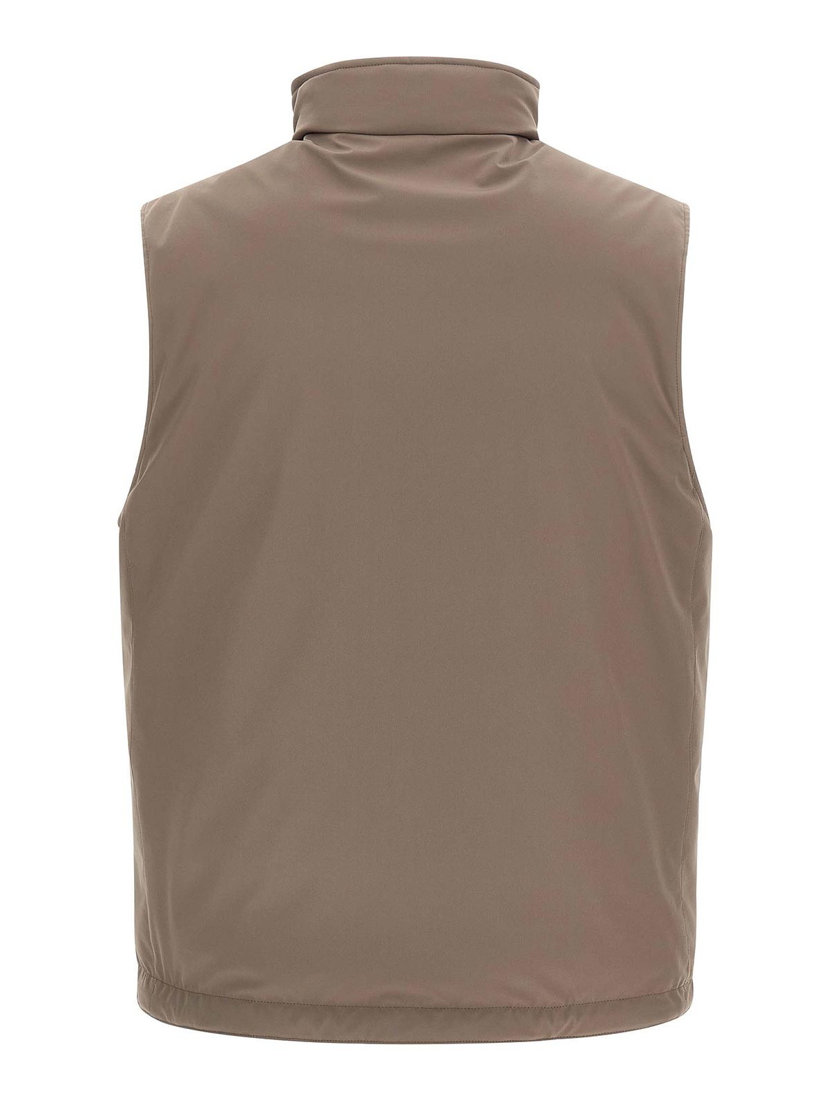 Brunello Cucinelli Quilted High Collar Sleeveless Vest In Brown