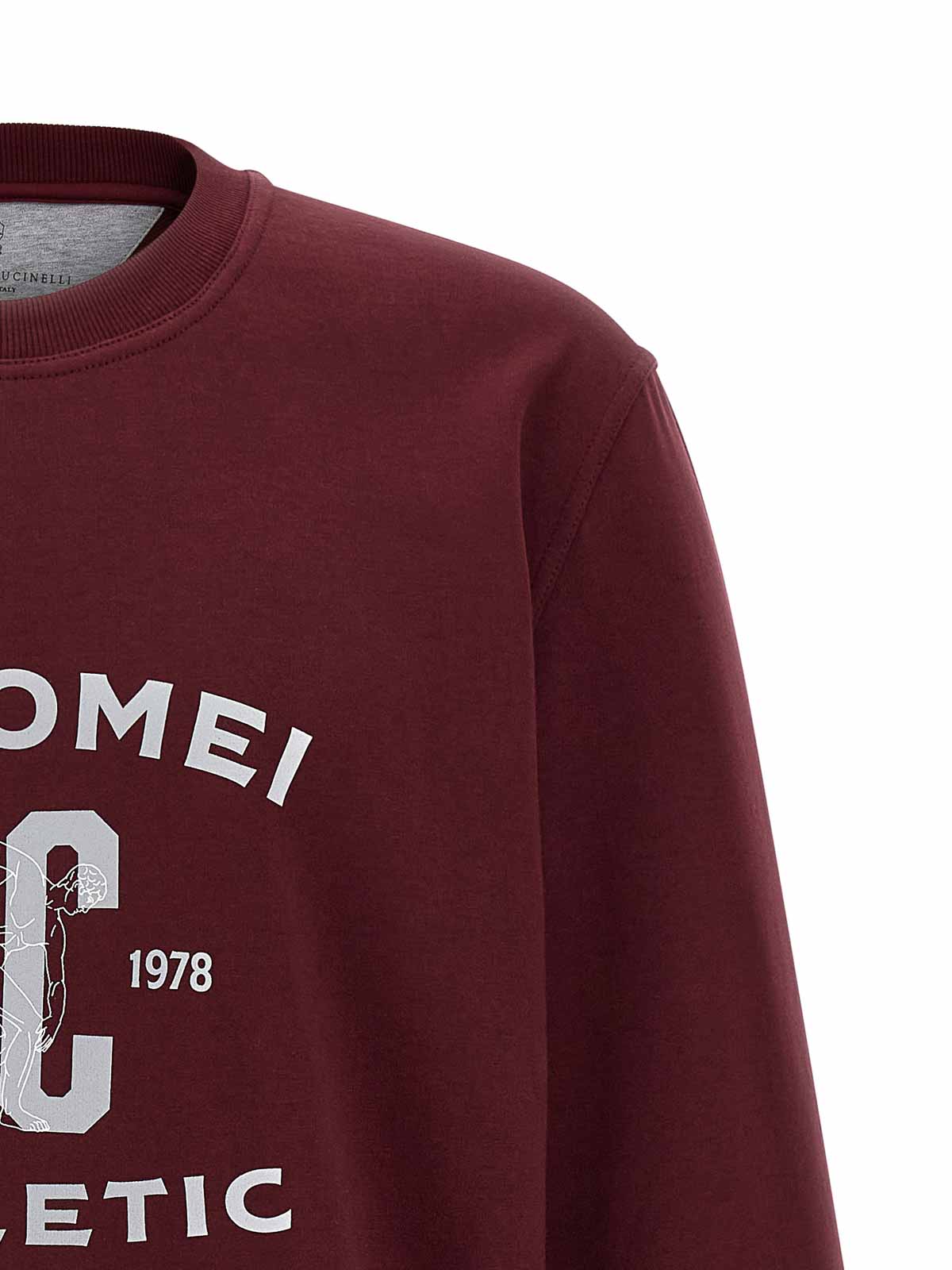 Brunello Cucinelli Maroon Techno Cotton Sweatshirt In Red