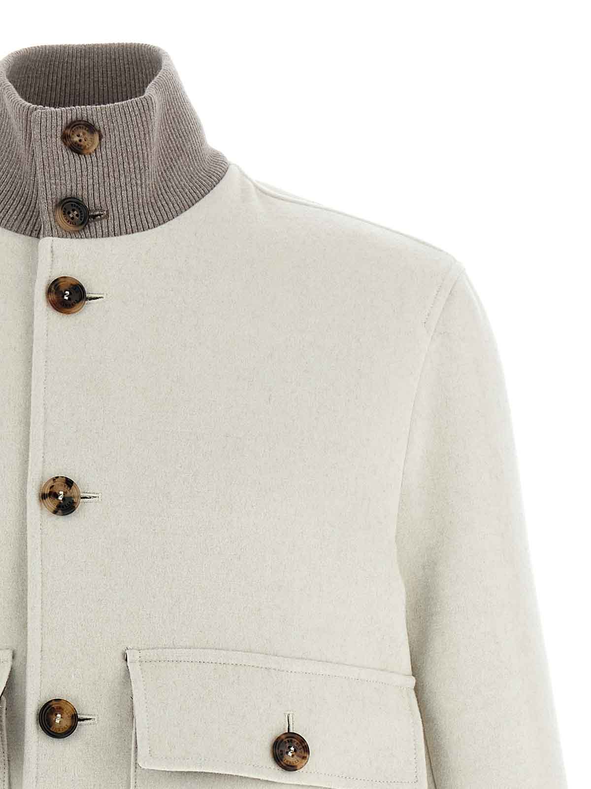 Brunello Cucinelli Wool Bomber Jacket In White