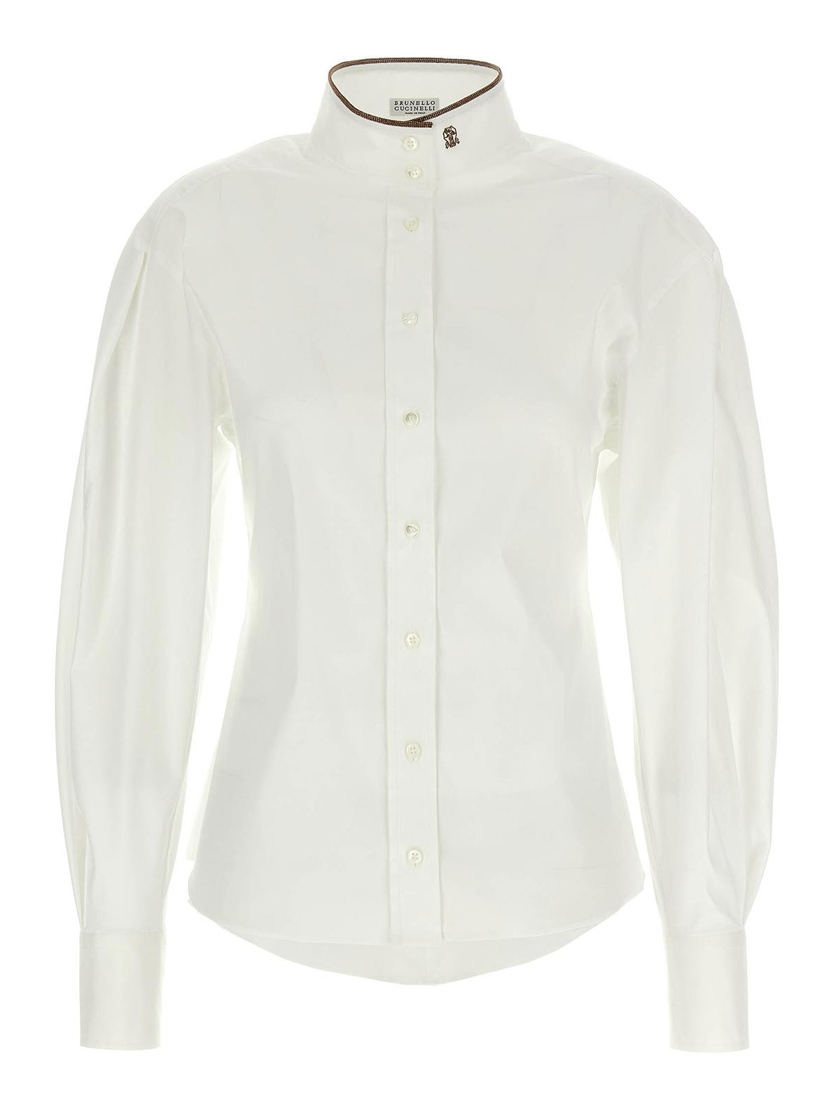 Brunello Cucinelli Shiny Collar Detail Shirt In White
