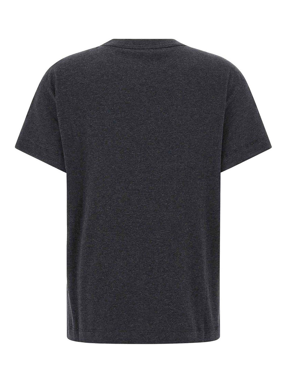 Brunello Cucinelli Grey Dazzling Chalk Stripe Embroidery T-shirt In Black