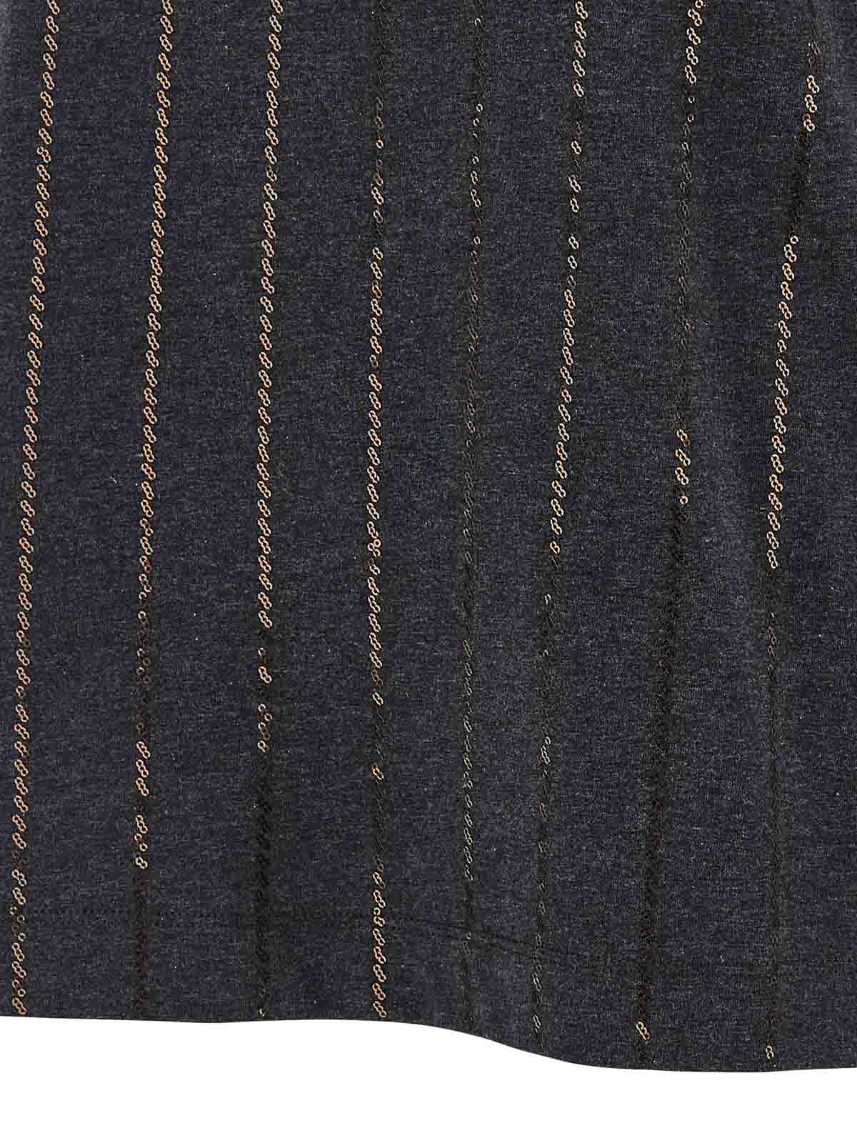 Brunello Cucinelli Grey Dazzling Chalk Stripe Embroidery T-shirt In Black