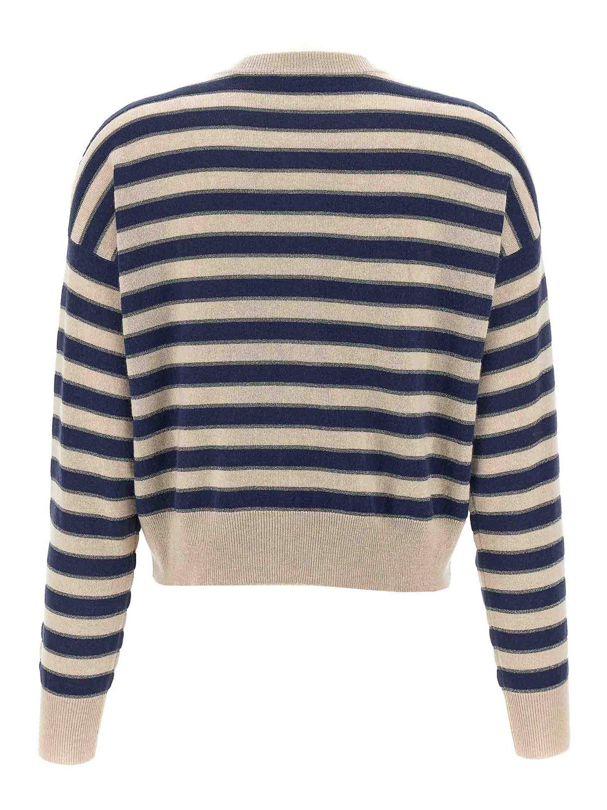 Brunello Cucinelli Shimmering Stripes Ribbed Cardigan In Multi