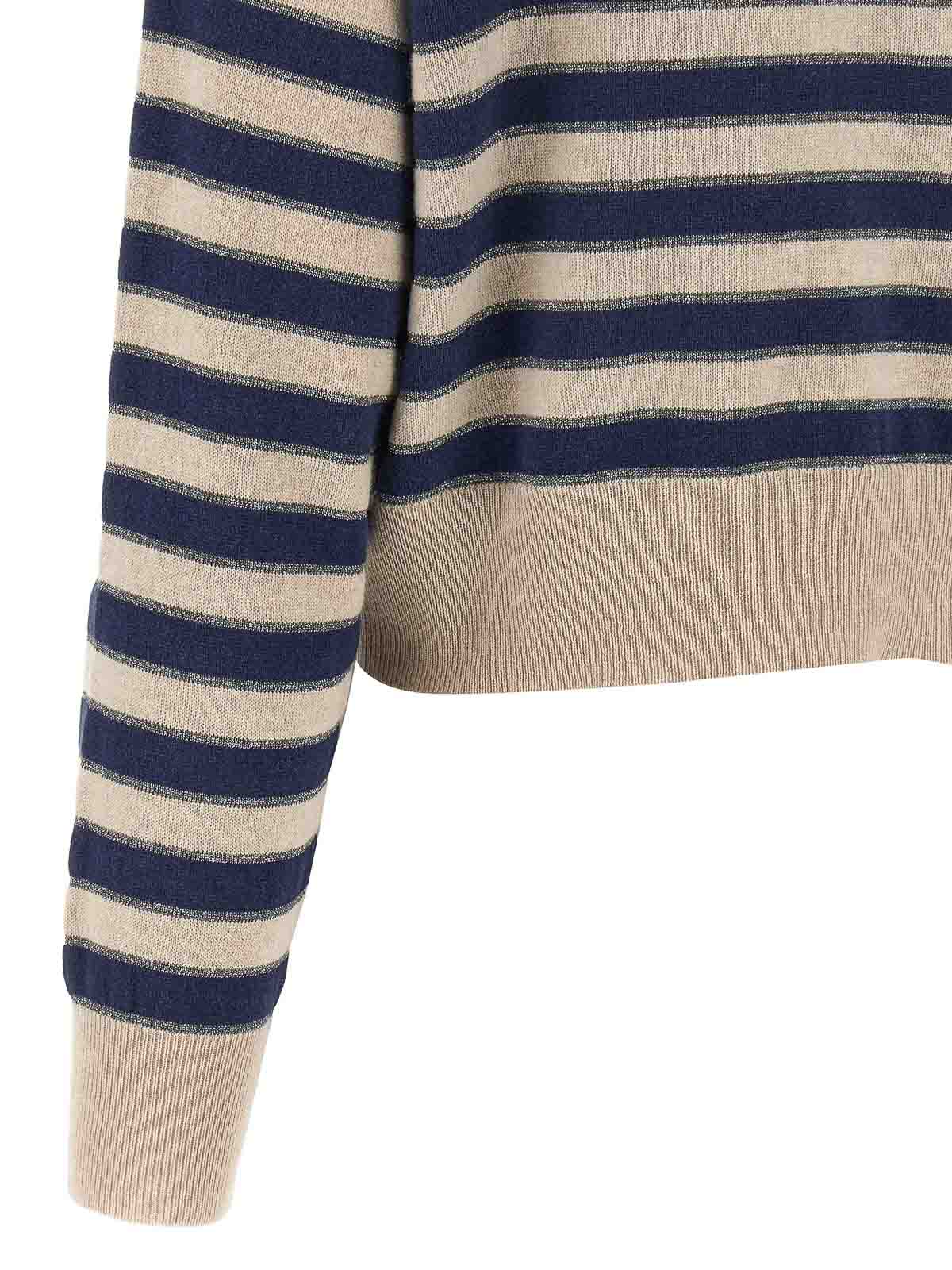 Brunello Cucinelli Shimmering Stripes Ribbed Cardigan In Multi