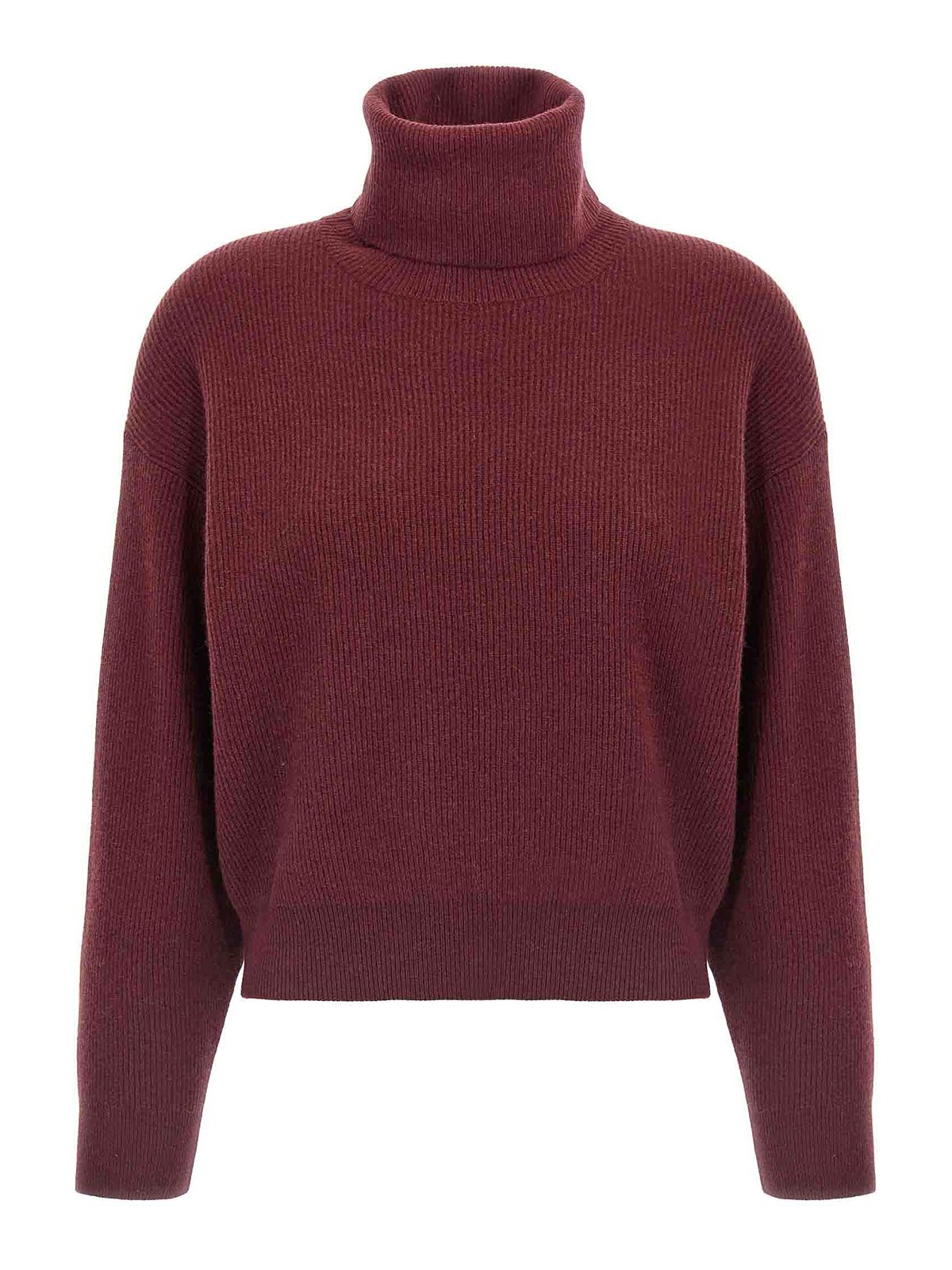 Brunello Cucinelli Cashmere Blend English Ribbed Turtleneck Sweater In Red