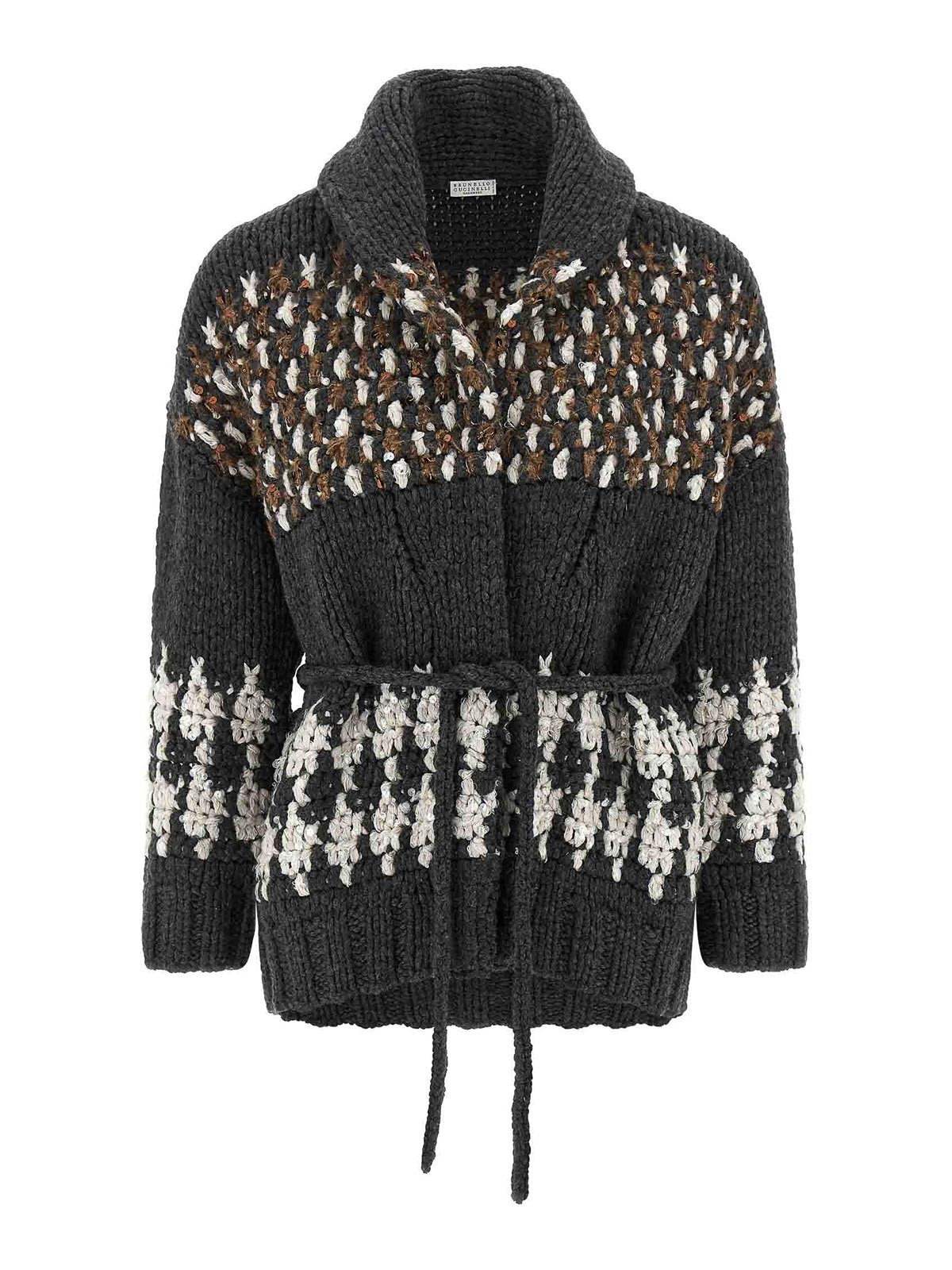 Brunello Cucinelli Knit Cardigan Sweaters And Cardigans Multicolor In Gray