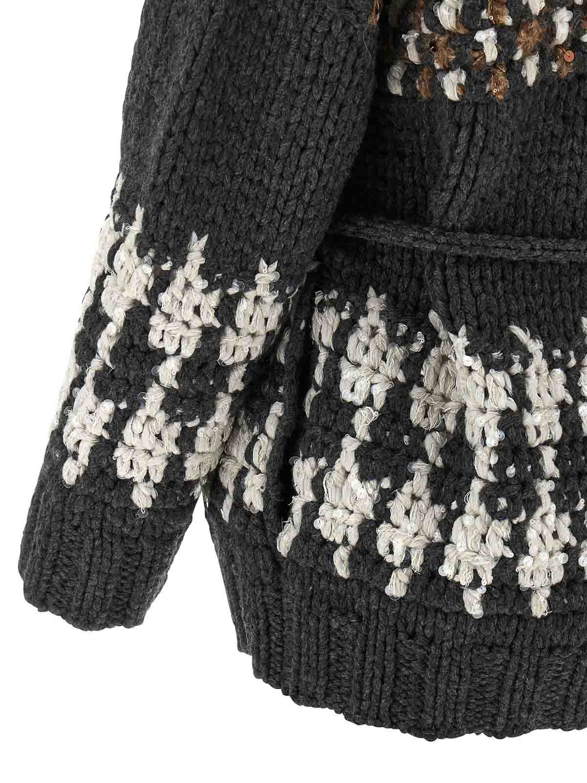 Brunello Cucinelli Knit Cardigan Sweaters And Cardigans Multicolor In Gray