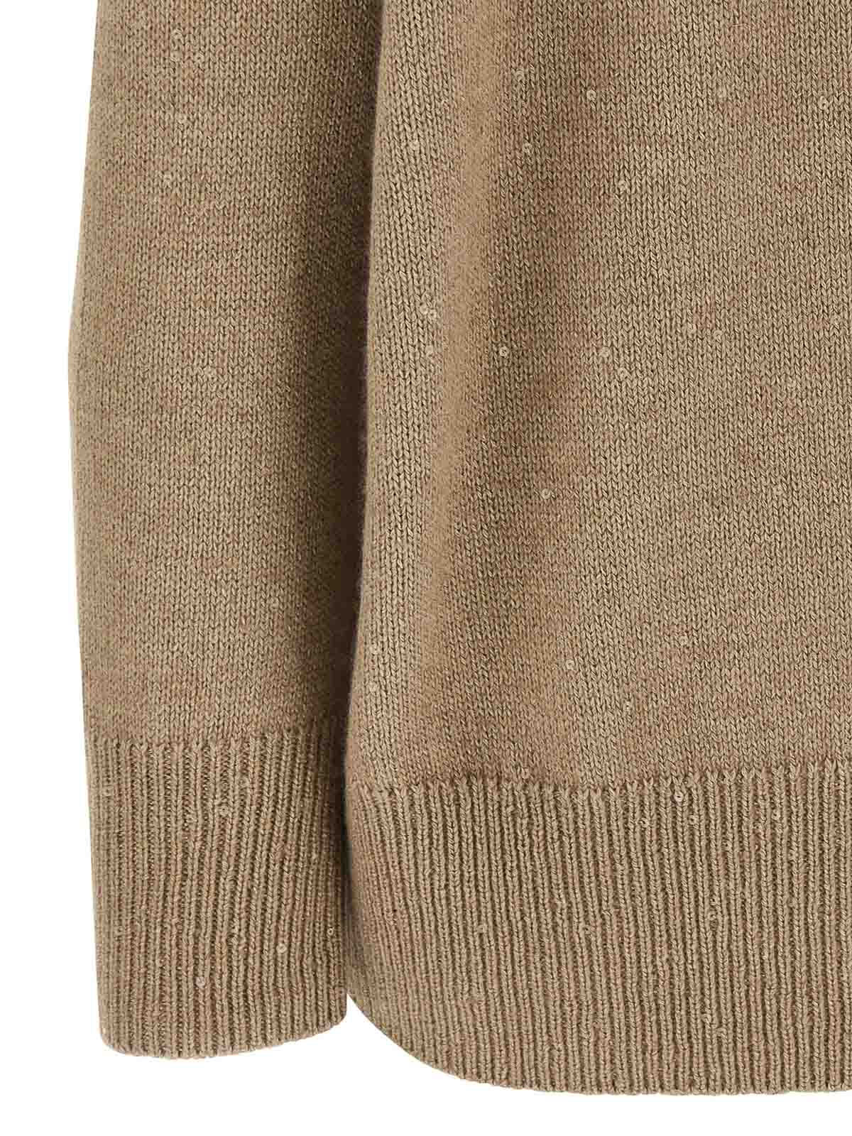 Brunello Cucinelli Sequin Sweater Sweaters And Cardigans Brown In Brown