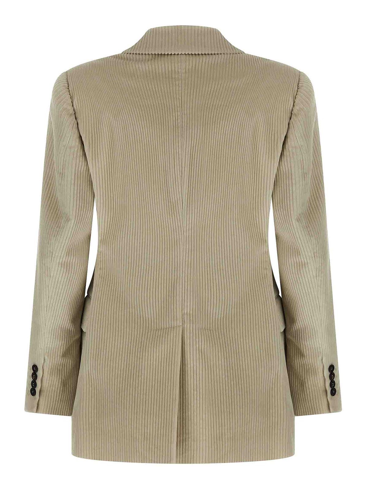 Brunello Cucinelli Corduroy Blazer With Lapel Neckline In Neutral