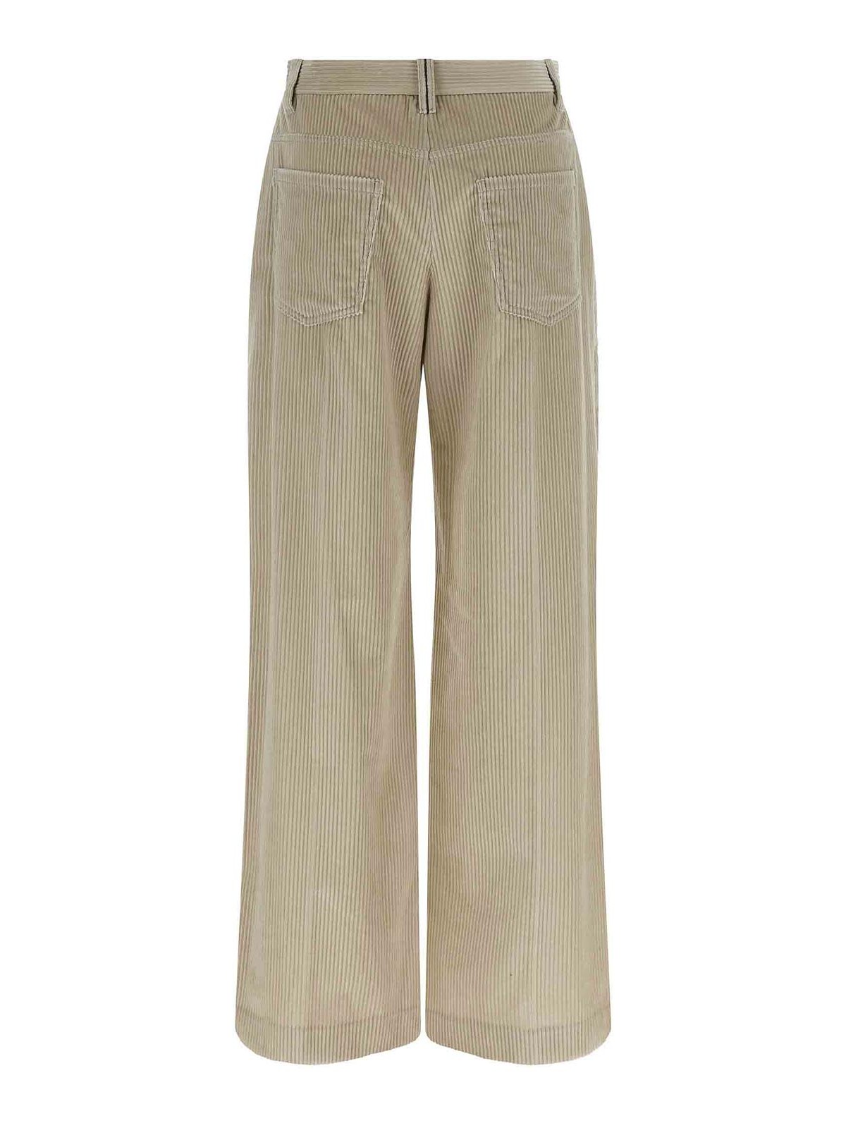 Brunello Cucinelli Beige Corduroy Trousers With Front Zip And Hook Button Closure In Neutral