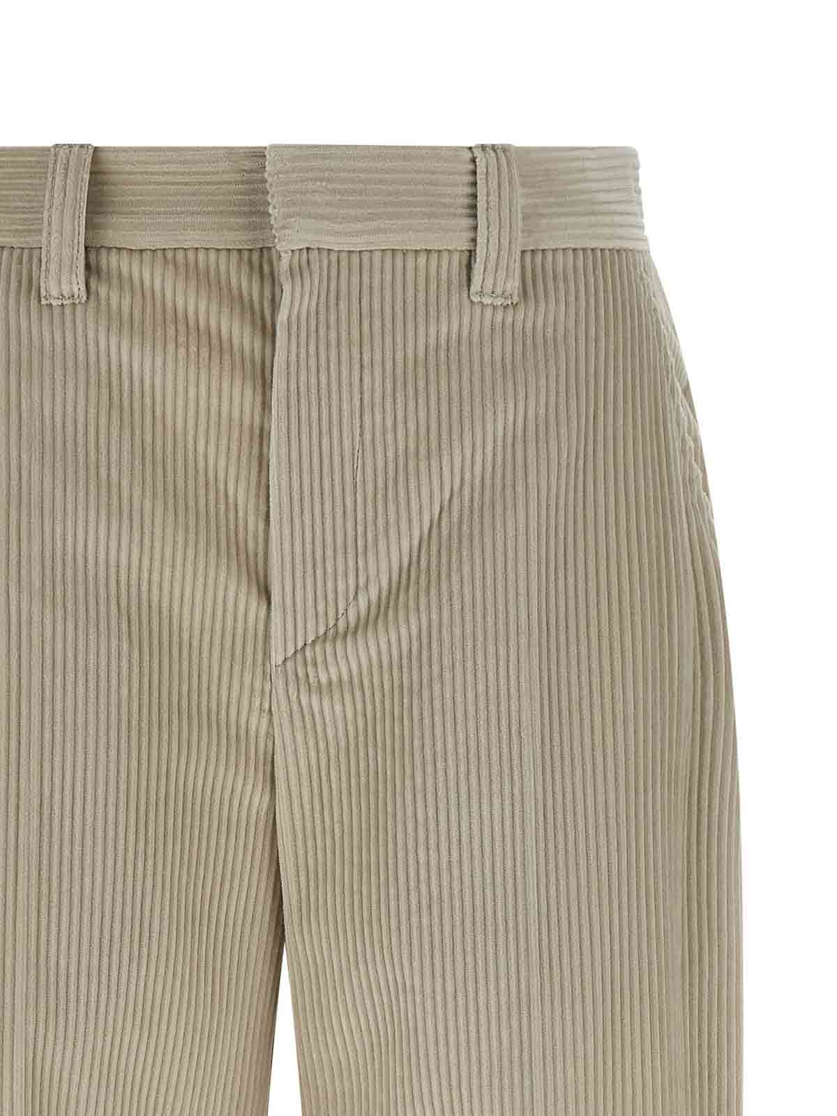 Brunello Cucinelli Beige Corduroy Trousers With Front Zip And Hook Button Closure In Neutral